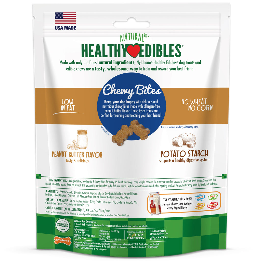Nylabone Healthy Edibles Chewy Bites Soft Dog Treats Peanut Butter, 6 oz 1 ct