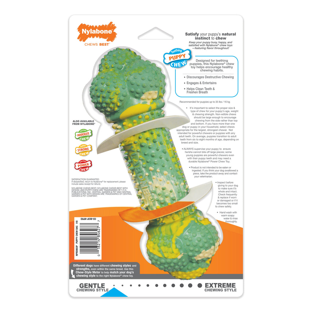 Nylabone Just for Puppies Double Action Bone Puppy Dog Teething Chew Toy Peanut Butter  Banana, 1ea/Medium/Wolf  Up To 35 Lbs. 1 ct