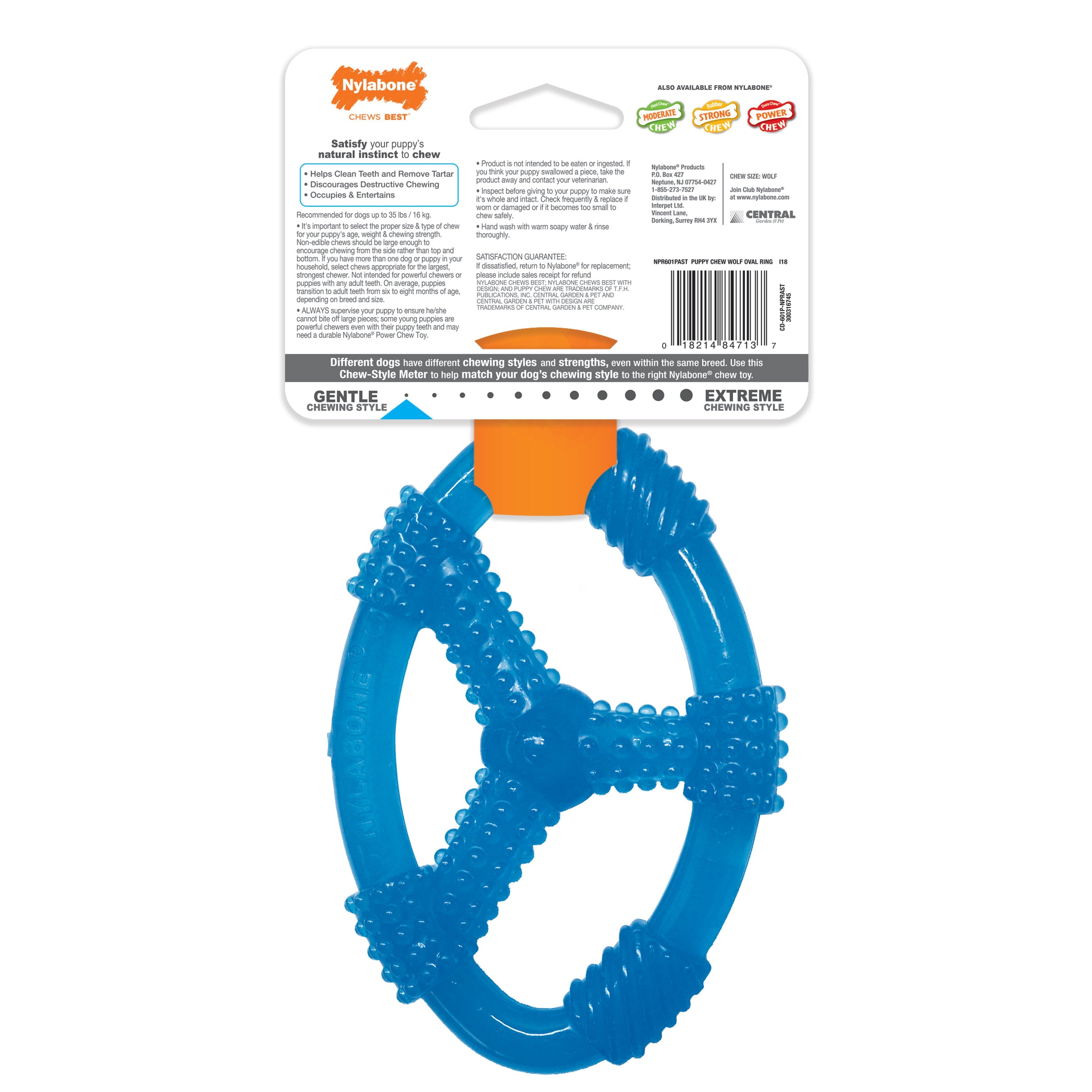 Nylabone Puppy Chew Spin Tug  Play Toy Peanut Butter, Blue, 1ea/Medium/Wolf  Up To 35 Lbs. 1 ct