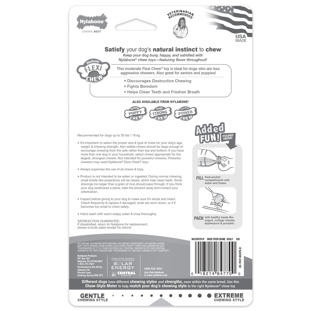 Nylabone Flexi Chew Chill  Chew Toy with Treat Pockets Chicken, Blue, 1ea/Medium 1 ct