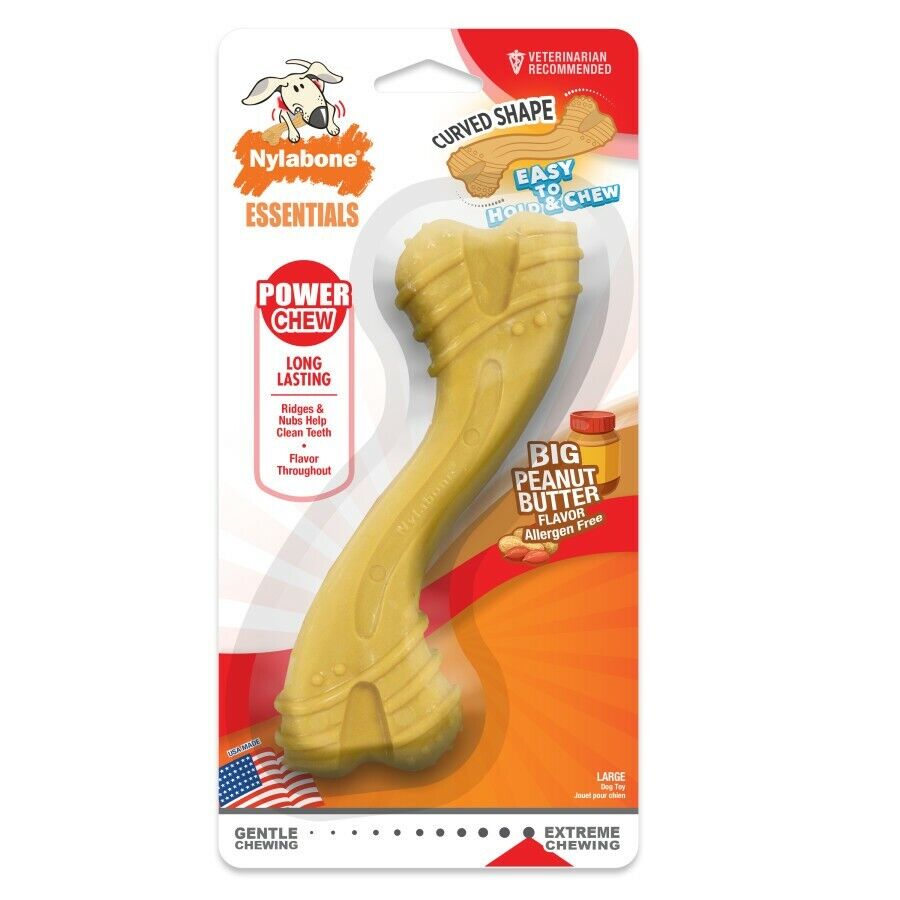 Nylabone Power Chew Curvy Dental Chew Toy for Dogs Peanut Butter 1ea/Large/Giant - Up To 50 lb