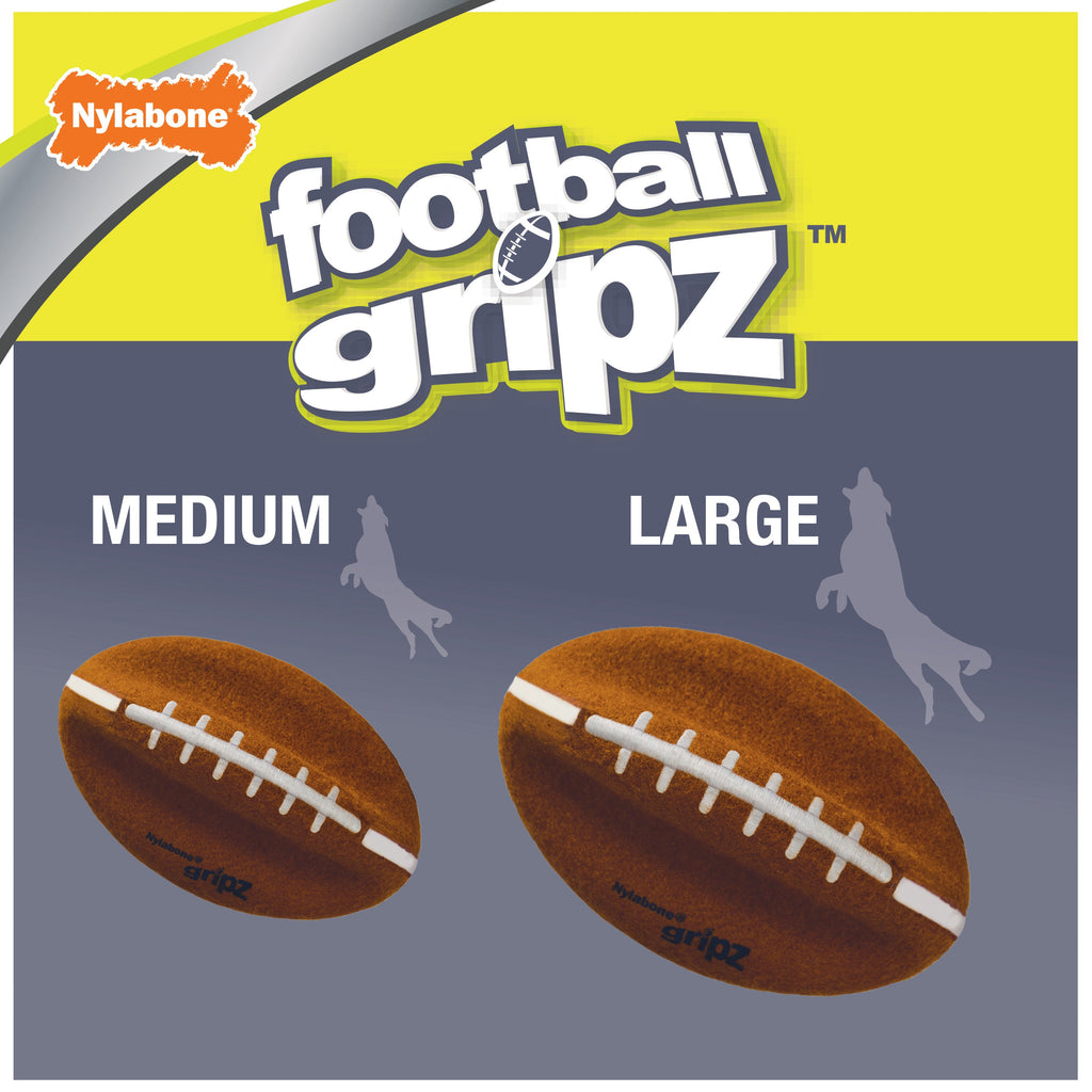 Nylabone Power Play Dog Football Gripz 1ea/Medium/Wolf  Up To 35 Lbs. 5.5 in 1 ct