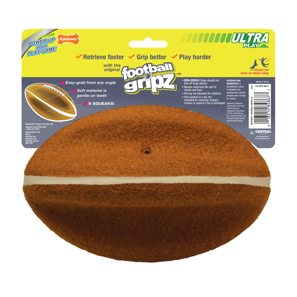 Nylabone Power Play Dog Football Gripz 1ea/Large/Giant - Up To 50 lb