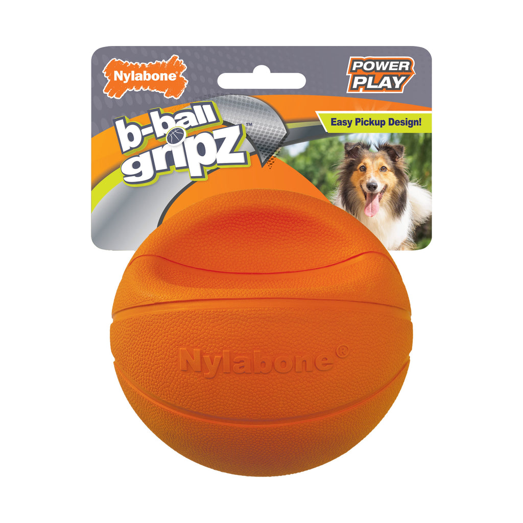 Nylabone Power Play Dog Basketball BBall Gripz 1ea/Medium/Wolf  Up To 35 Lbs. 4.5 in 1 ct
