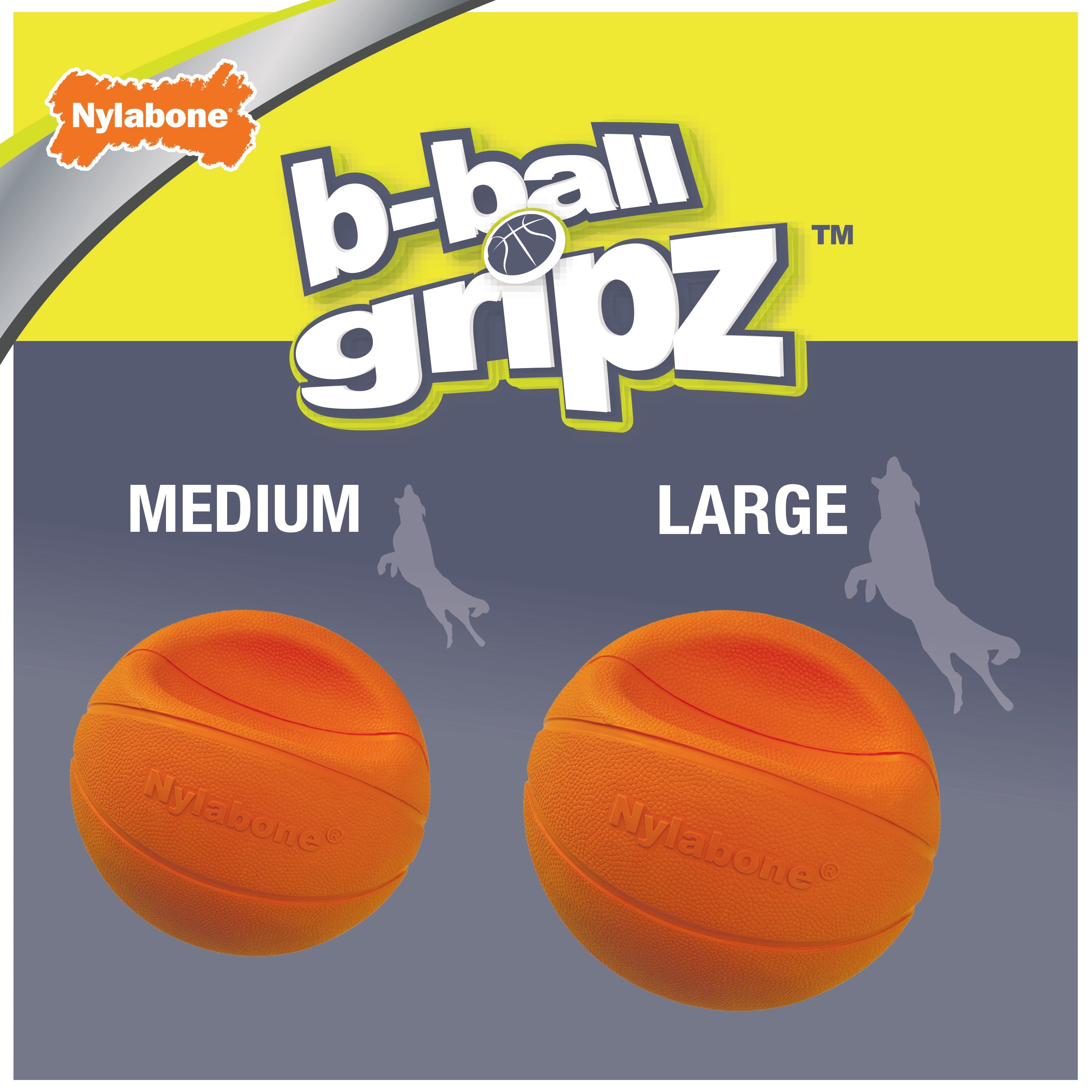 Nylabone Power Play Dog Basketball BBall Gripz 1ea/Medium/Wolf  Up To 35 Lbs. 4.5 in 1 ct