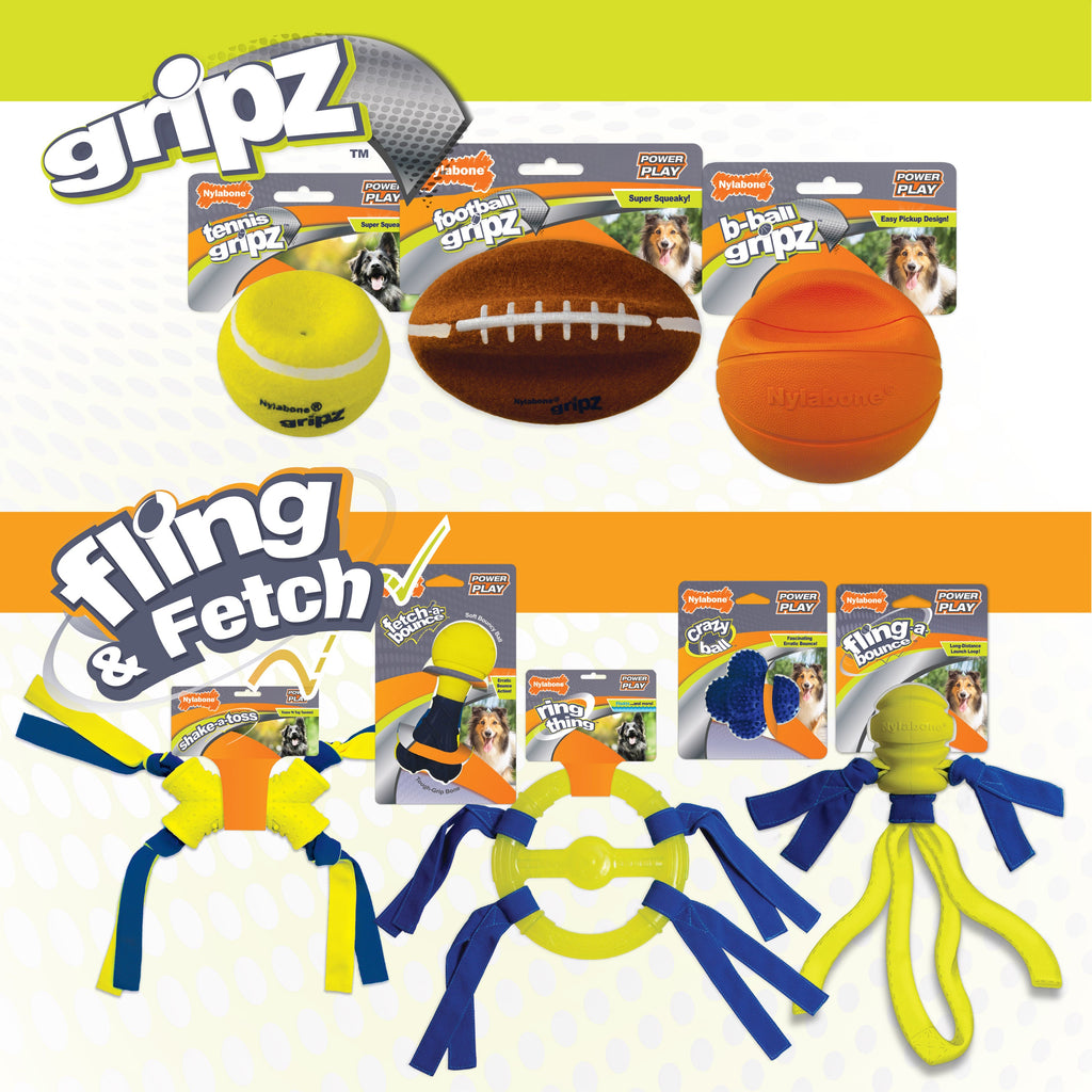 Nylabone Power Play Dog Basketball BBall Gripz 1ea/Medium/Wolf  Up To 35 Lbs. 4.5 in 1 ct