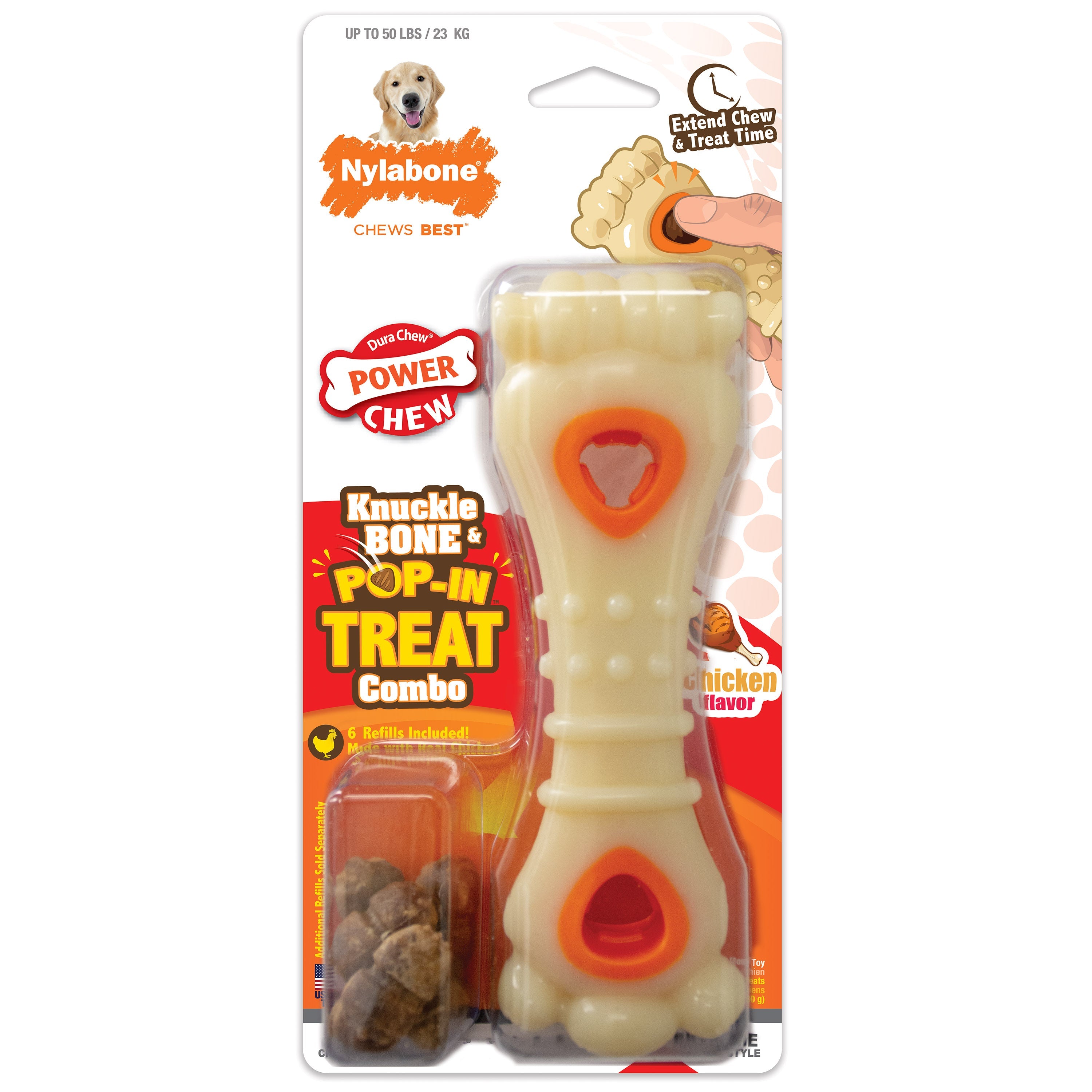 Nylabone Power Chew Souper Bone  PopIn Treat Toy Combo Chicken, 1ea/Large/Giant  Up To 50 Lbs. 1 ct