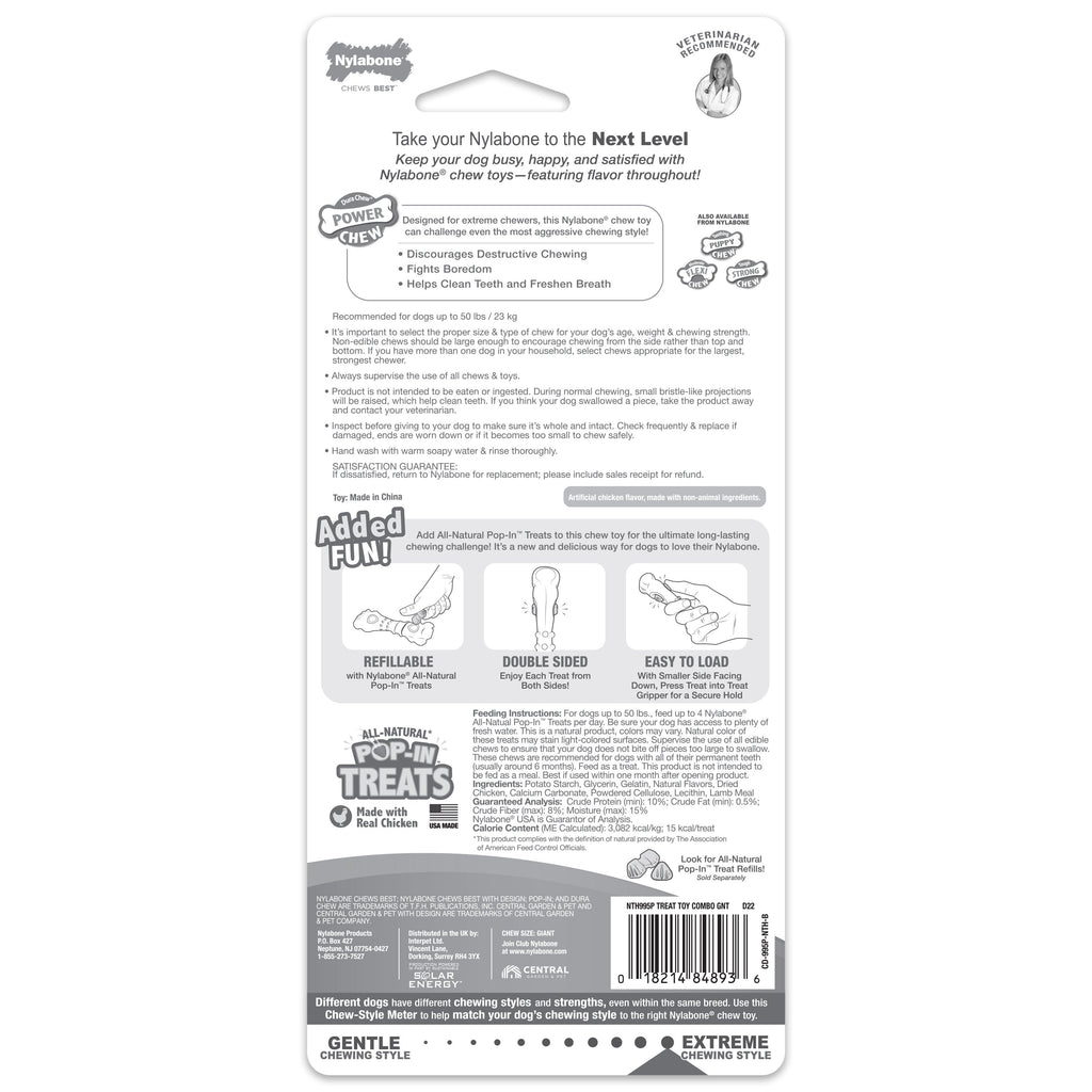 Nylabone Power Chew Souper Bone  PopIn Treat Toy Combo Chicken, 1ea/Large/Giant  Up To 50 Lbs. 1 ct