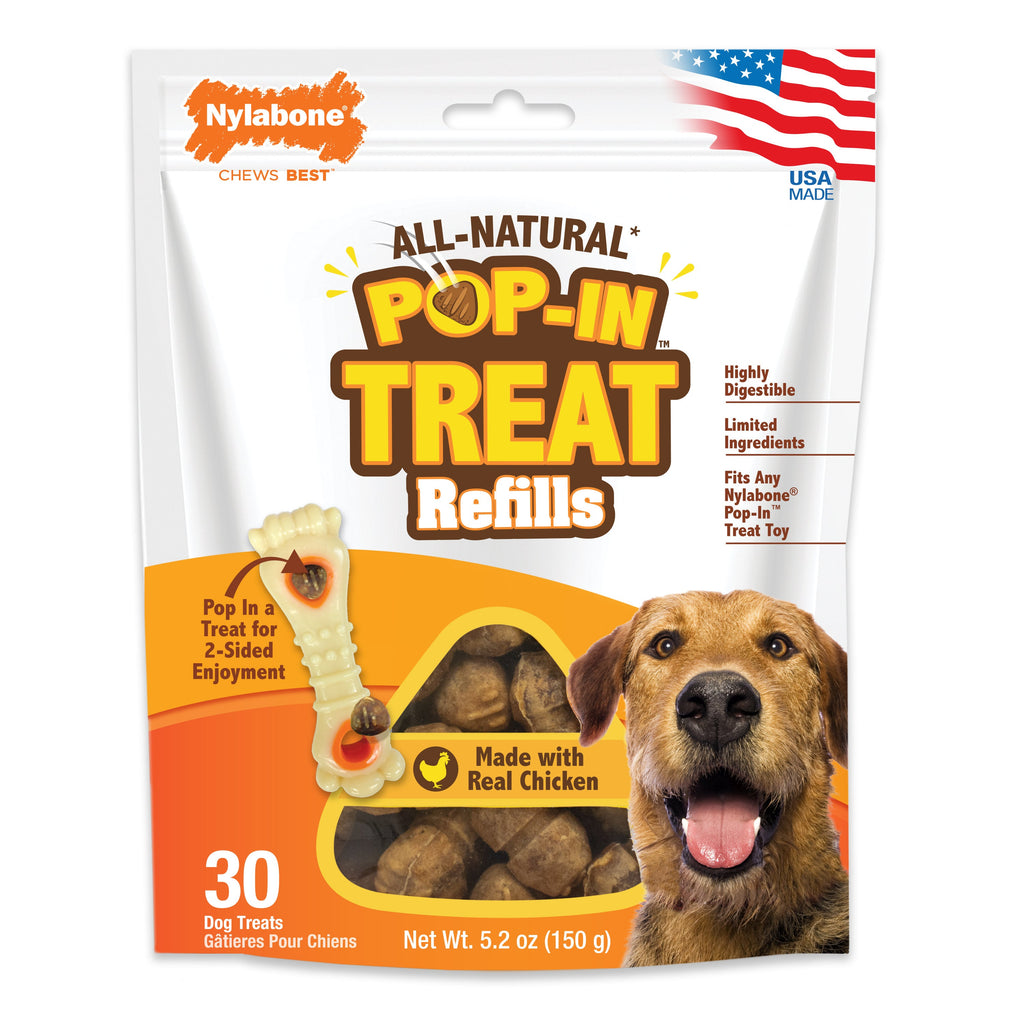 Nylabone AllNatural PopIn Dog Treat Refills Chicken, 1ea/All Sizes 30 ct