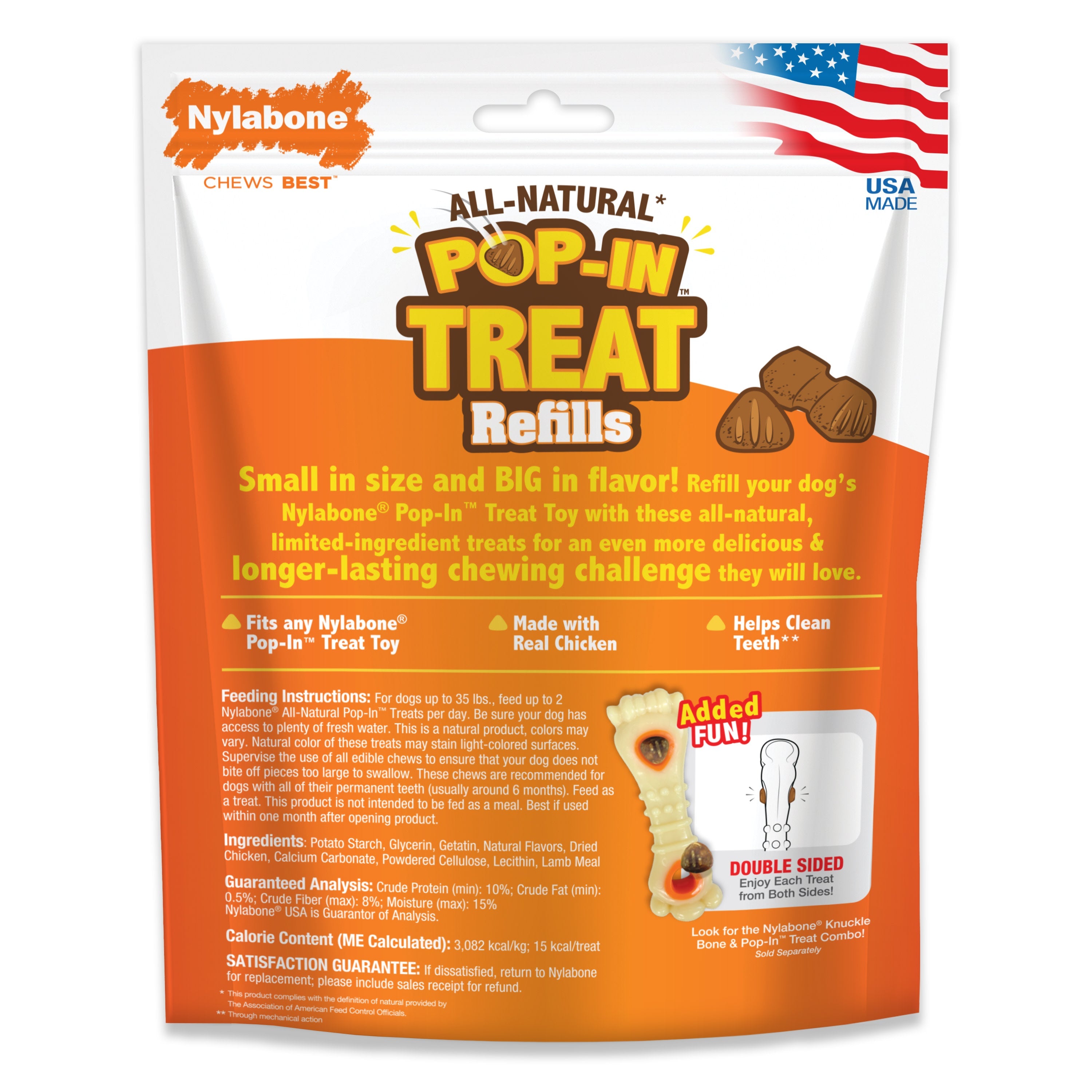 Nylabone AllNatural PopIn Dog Treat Refills Chicken, 1ea/All Sizes 30 ct
