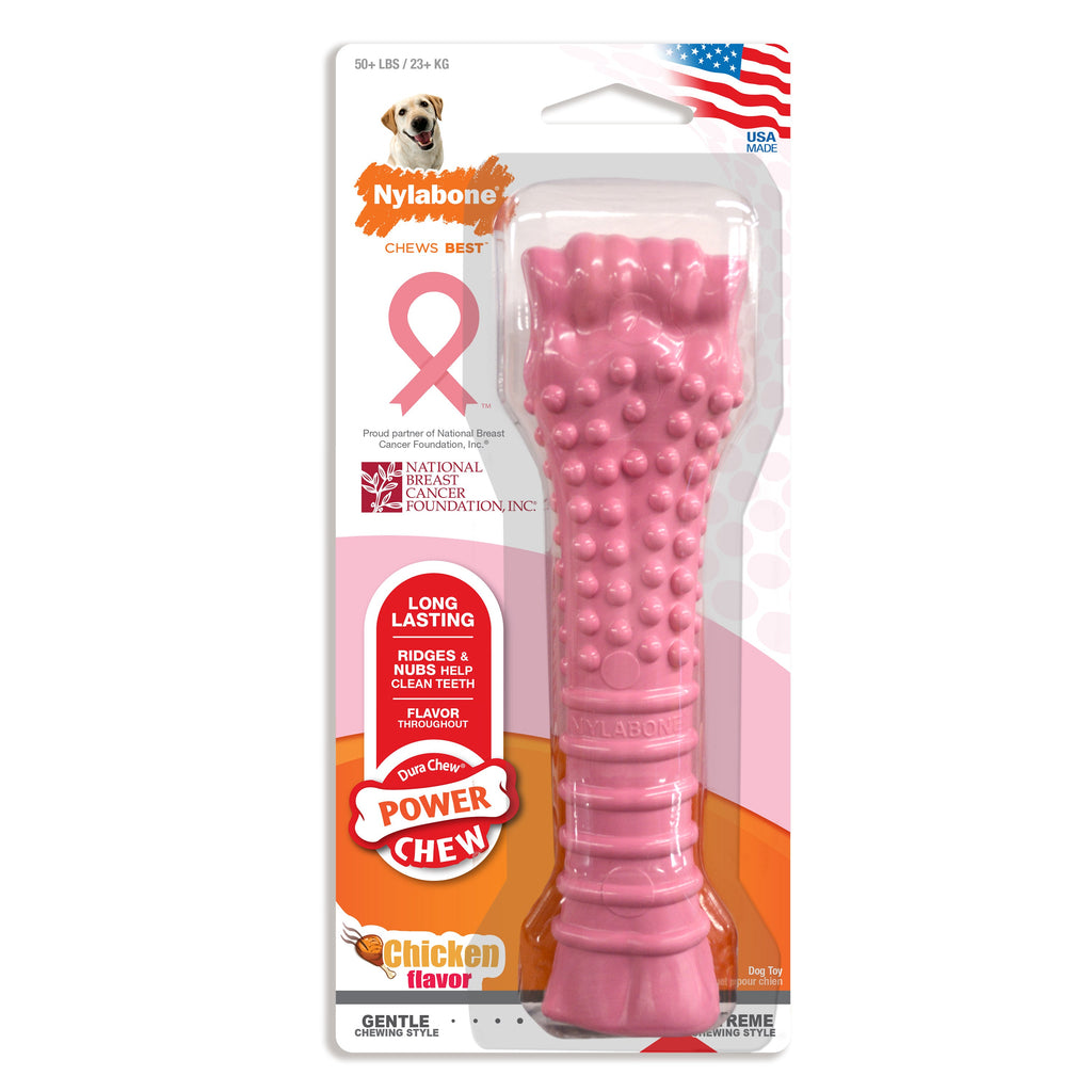 Nylabone Power Chew Breast Cancer Awareness Pink Souper Bone Dog Chew Toy Chicken, 1ea/XL/Souper  50 Lbs. 1 ct
