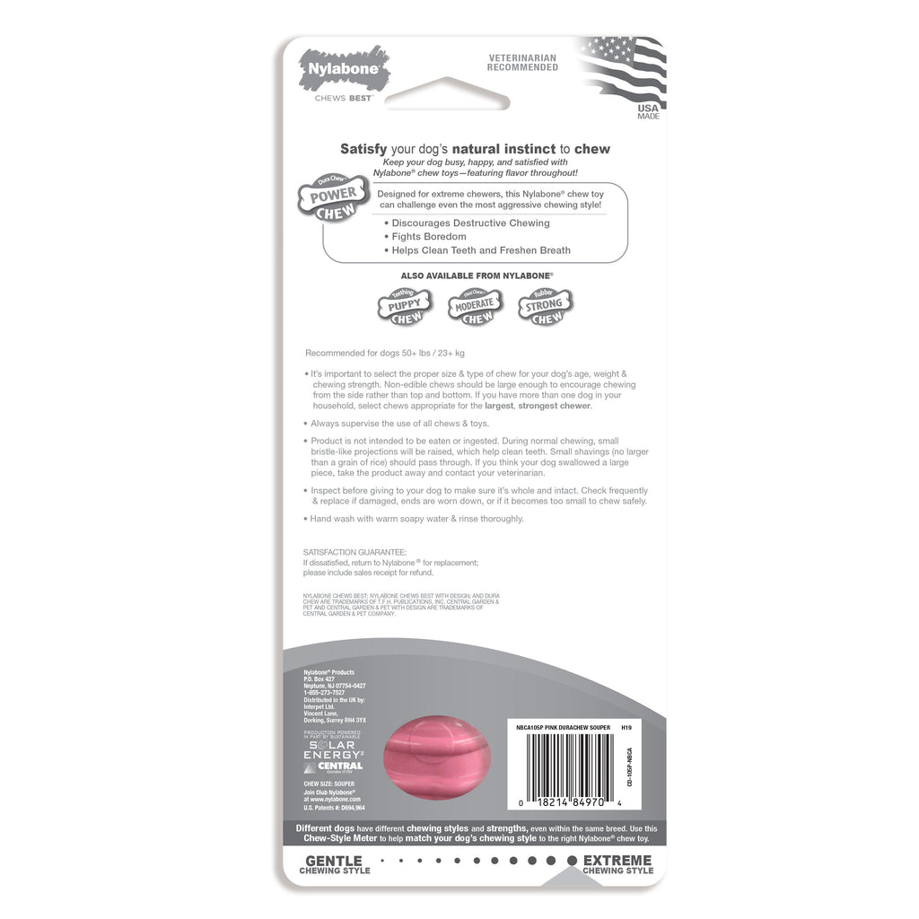 Nylabone Power Chew Breast Cancer Awareness Pink Souper Bone Dog Chew Toy Chicken, 1ea/XL/Souper  50 Lbs. 1 ct