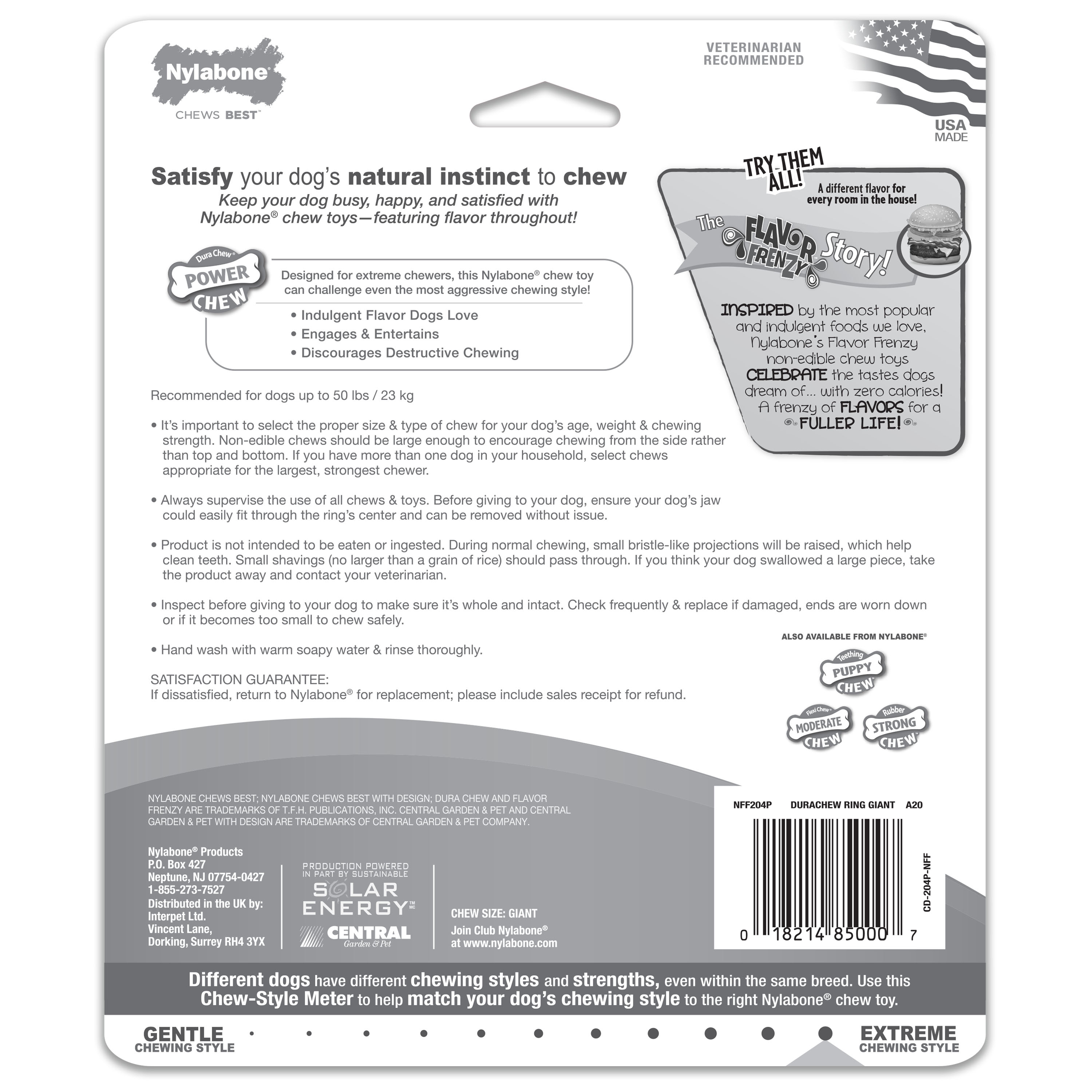 Nylabone Power Chew Flavor Frenzy Ring Dog Chew Toy Bacon Cheeseburger, 1ea/Large/Giant  Up To 50 Lbs. 1 ct