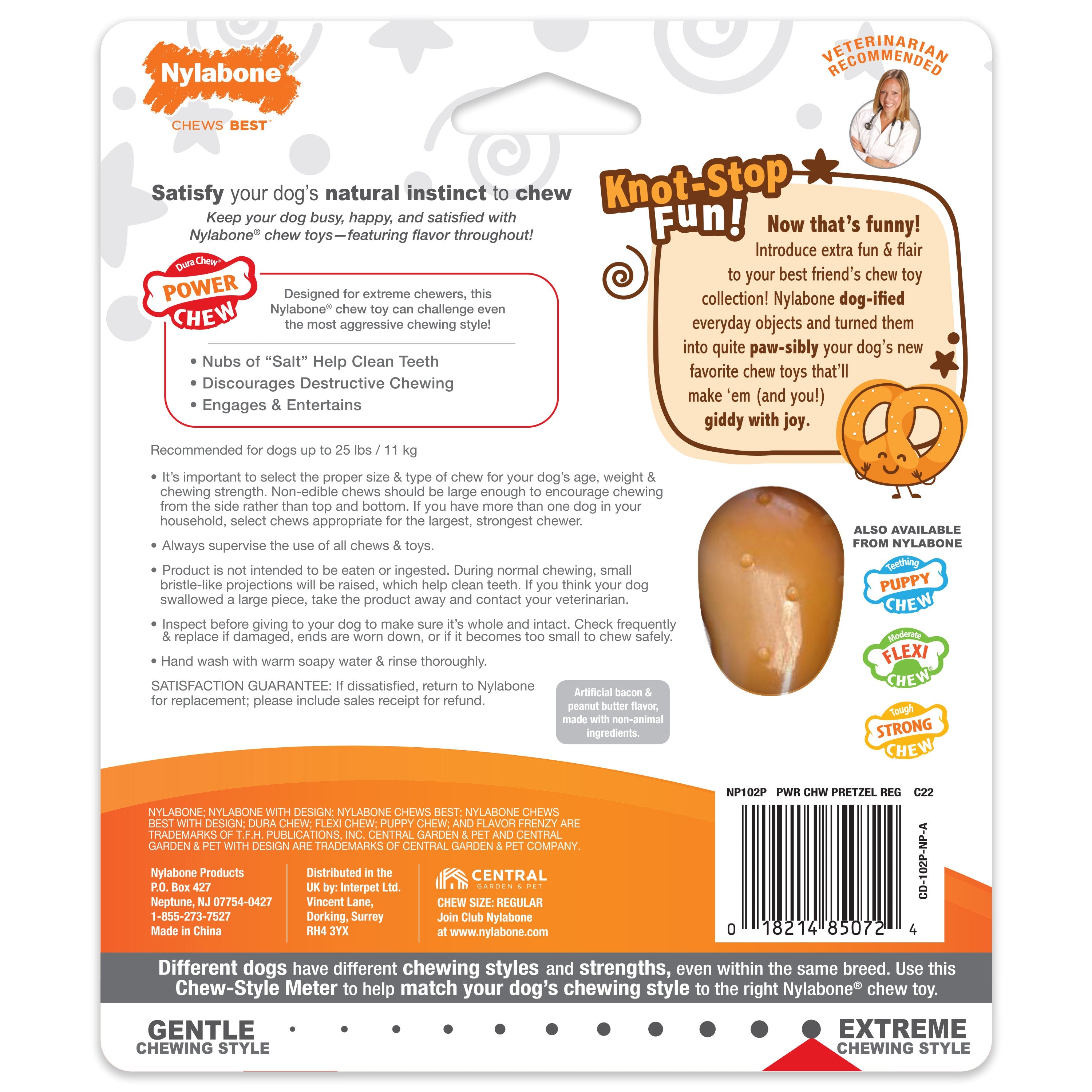 Nylabone Power Chew Pretzel Dog Toy Bacon  Peanut Butter, 1ea/SMall/Regular  Up To 25 Ibs. 1 ct