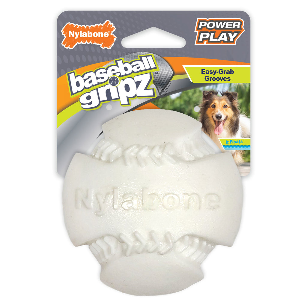 Nylabone Power Play Dog Baseball Gripz 1ea/Medium/Wolf  Up To 35 Lbs. 1 ct