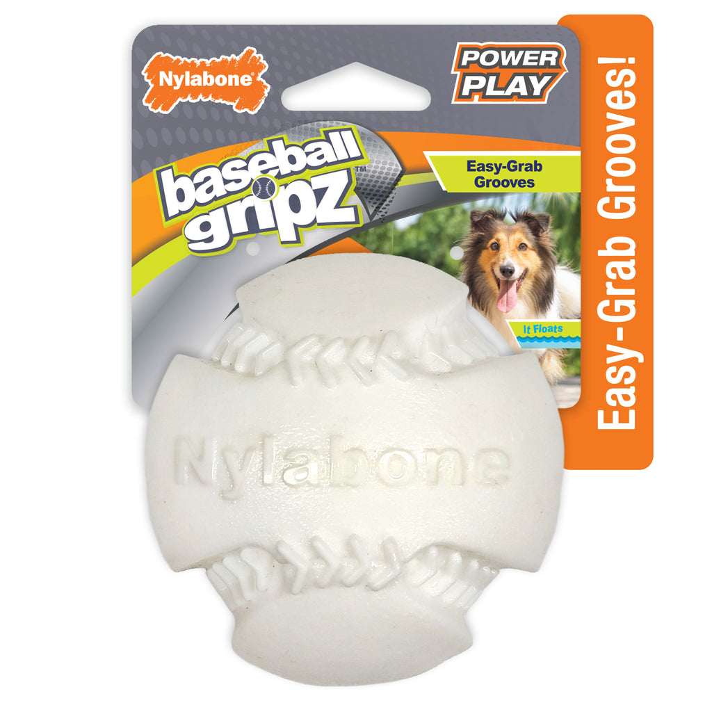 Nylabone Power Play Dog Baseball Gripz 1ea/Medium/Wolf  Up To 35 Lbs. 1 ct