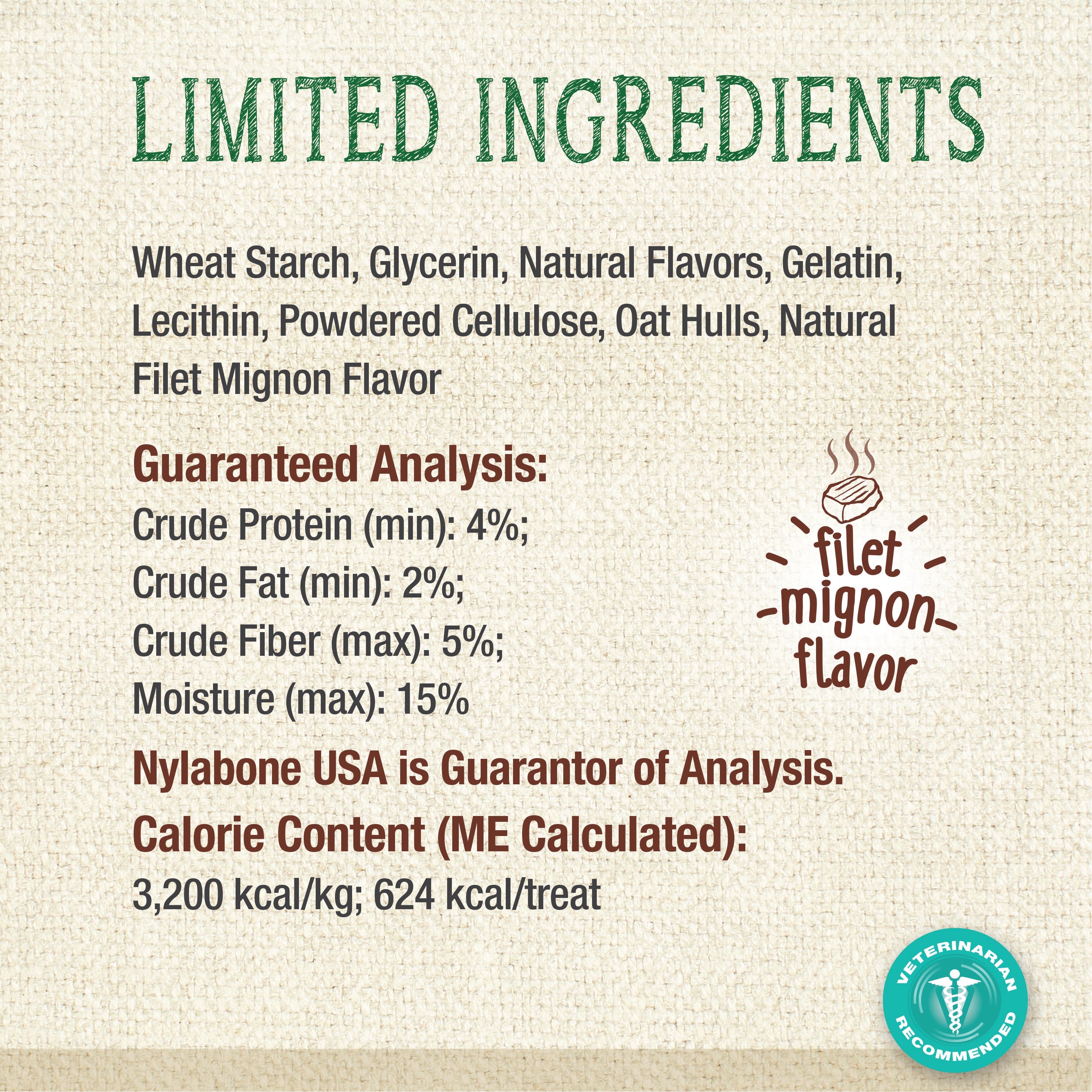 Nylabone Nutri Dent Filet Mignon Dog Dental Chews Filet Mignon, 1ea/XL/Souper  50 Lbs. 1 ct