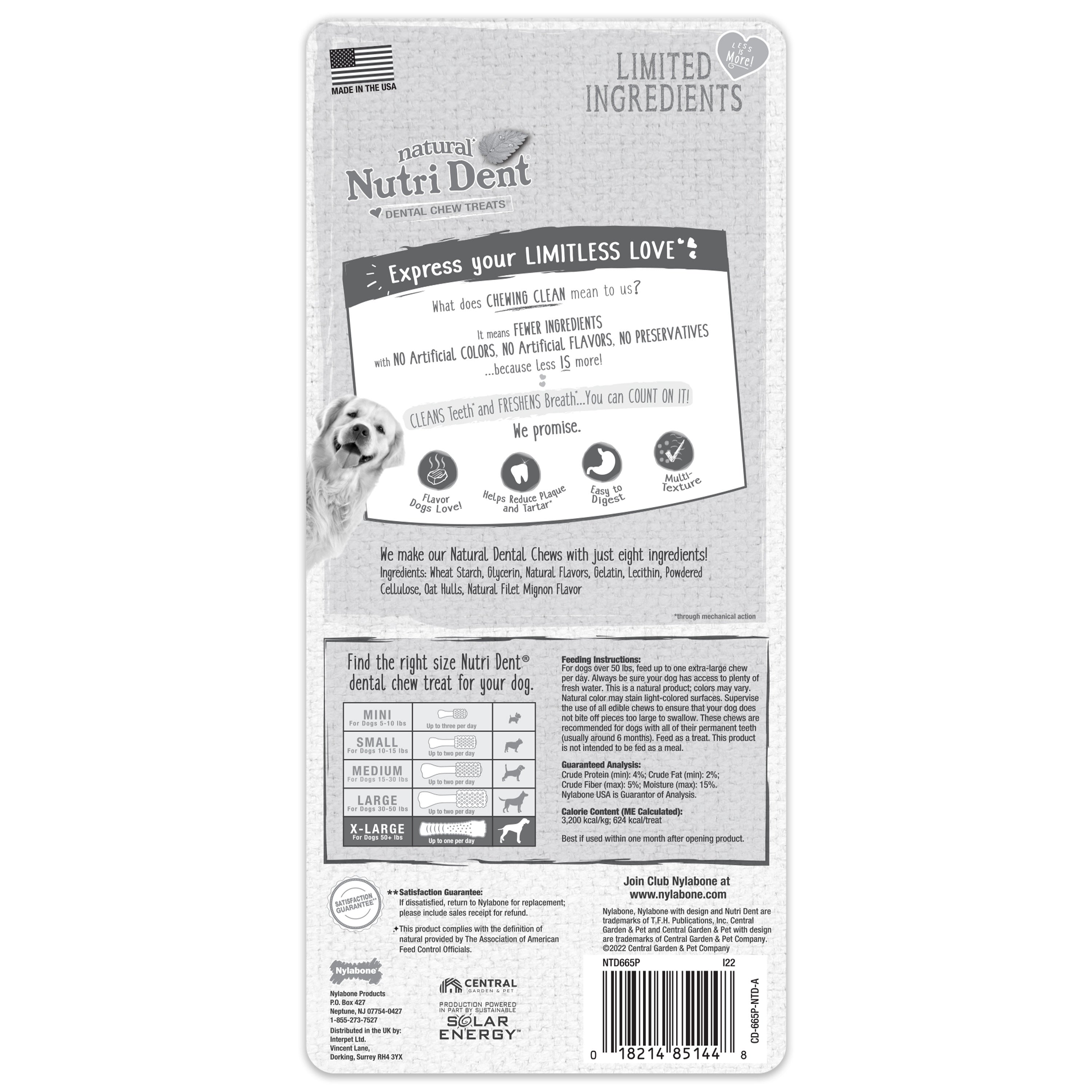 Nylabone Nutri Dent Filet Mignon Dog Dental Chews Filet Mignon, 1ea/XL/Souper  50 Lbs. 1 ct