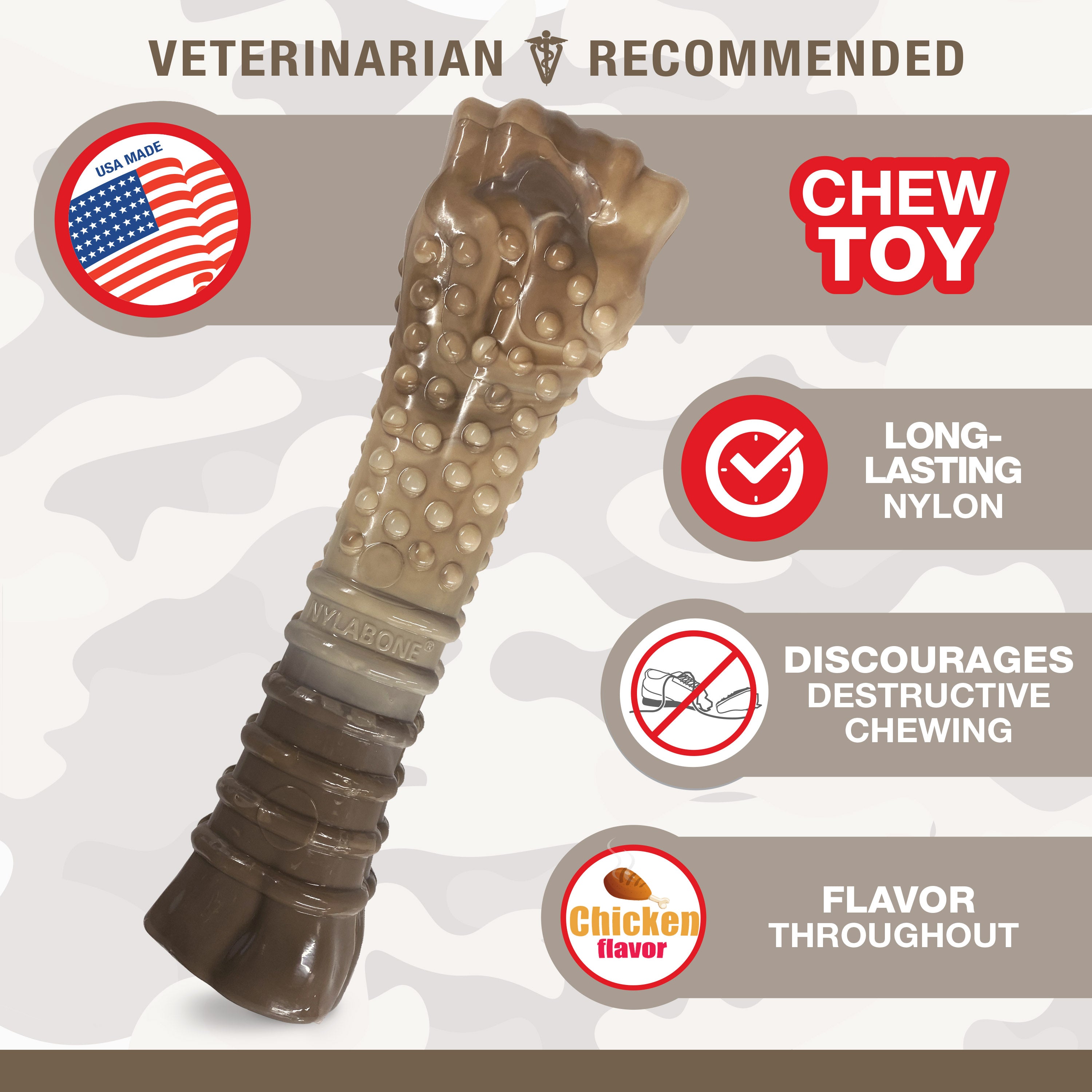 Nylabone Power Chew Camo Dog Toy Display 4ea