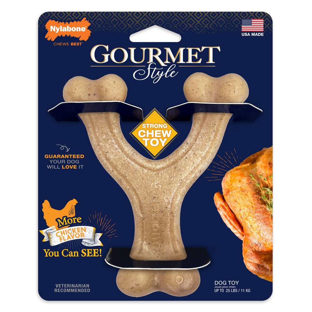 Nylabone Gourmet Style Strong Chew Wishbone Dog Chew Toy Chicken, 1ea/SMall/Regular  Up To 25 Ibs. 1 ct