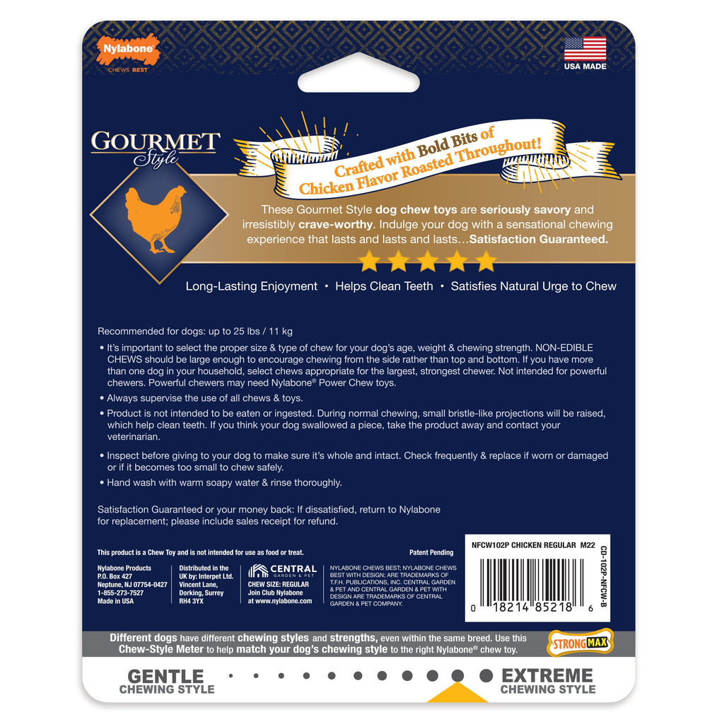 Nylabone Gourmet Style Strong Chew Wishbone Dog Chew Toy Chicken, 1ea/SMall/Regular  Up To 25 Ibs. 1 ct