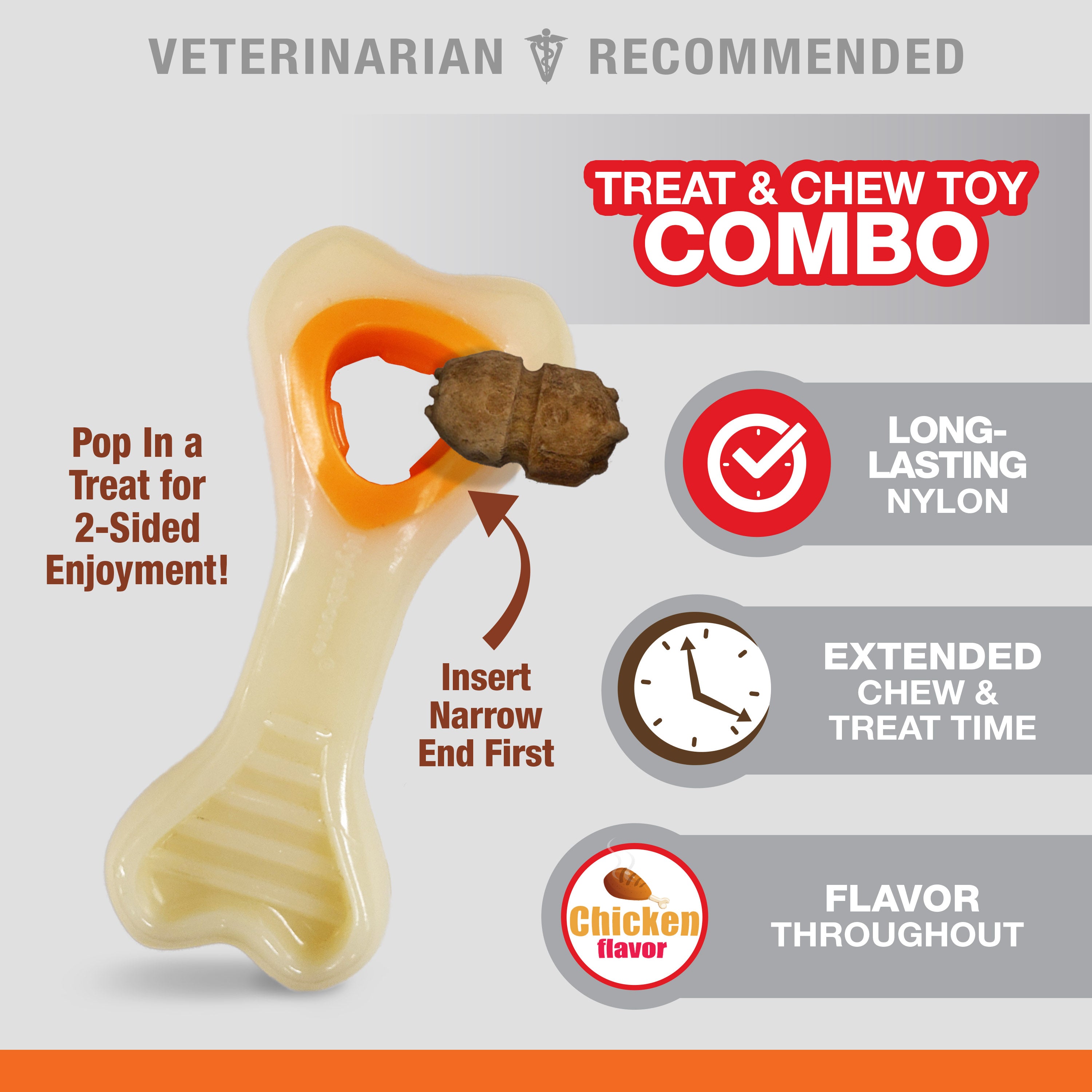 Nylabone Power Chew Souper Bone  PopIn Treat Toy Combo Chicken, 1ea/XS/Petite  Up To 15 Lbs. 1 ct