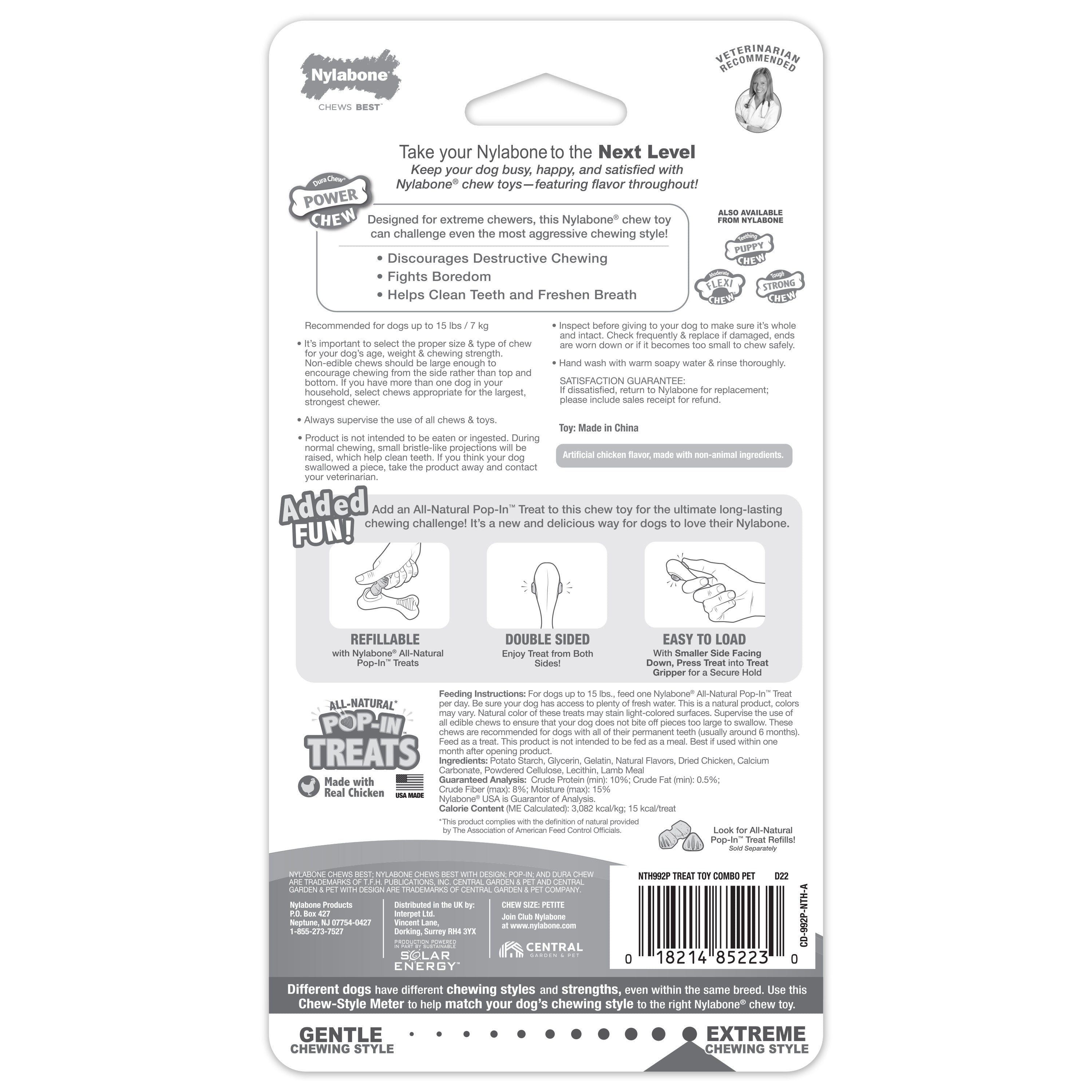 Nylabone Power Chew Souper Bone  PopIn Treat Toy Combo Chicken, 1ea/XS/Petite  Up To 15 Lbs. 1 ct