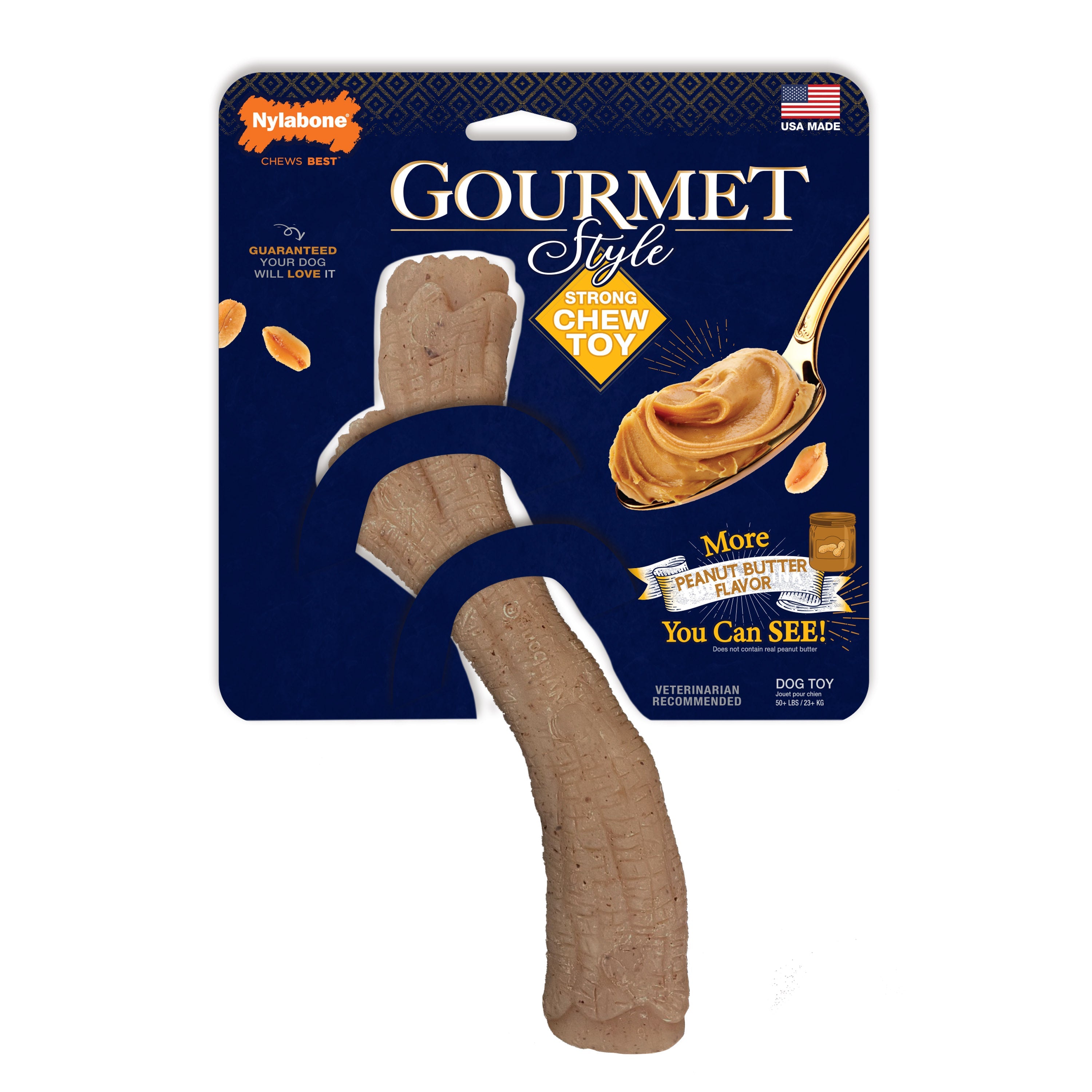 Nylabone Gourmet Style Strong Chew Toy Stick, Peanut Butter, 1ea/XL/Souper  50 Lbs. 1 ct
