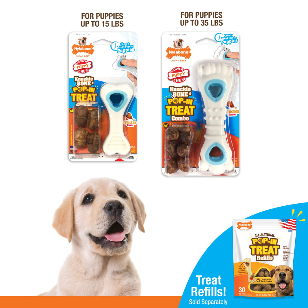 Nylabone Puppy Power Chew Souper Bone  PopIn Puppy Treat Toy Combo Chicken, 1ea/Medium/Wolf  Up To 35 Lbs. 1 ct