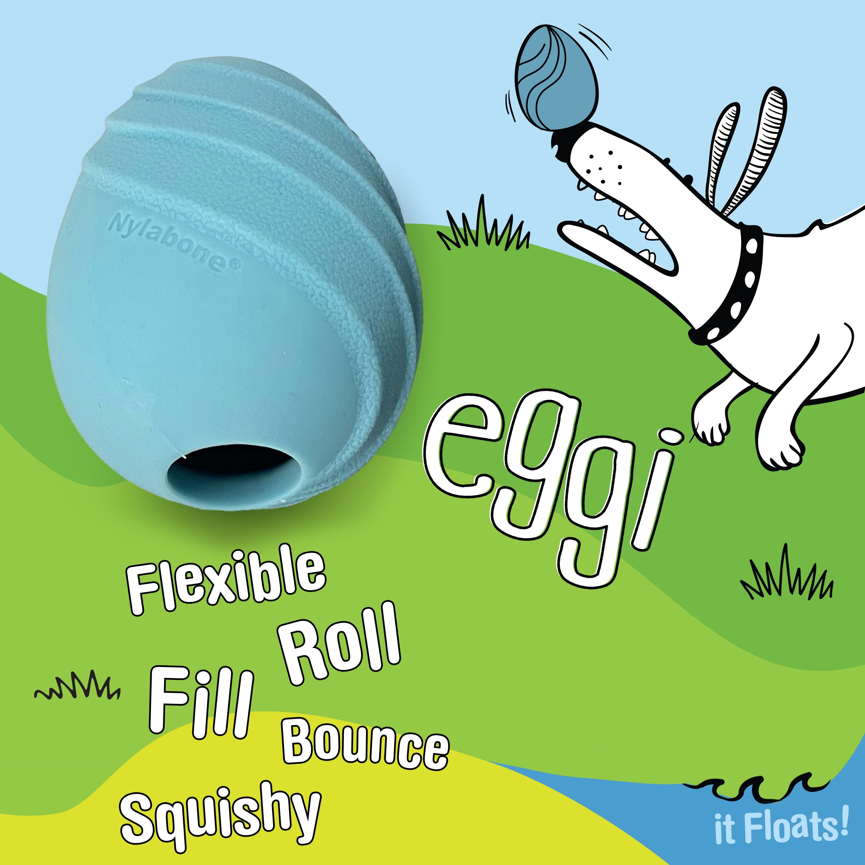 Nylabone Creative Play Eggi Dog Treat Toy Blue, 1ea/Large/Giant  Up To 50 Lbs. 1 ct