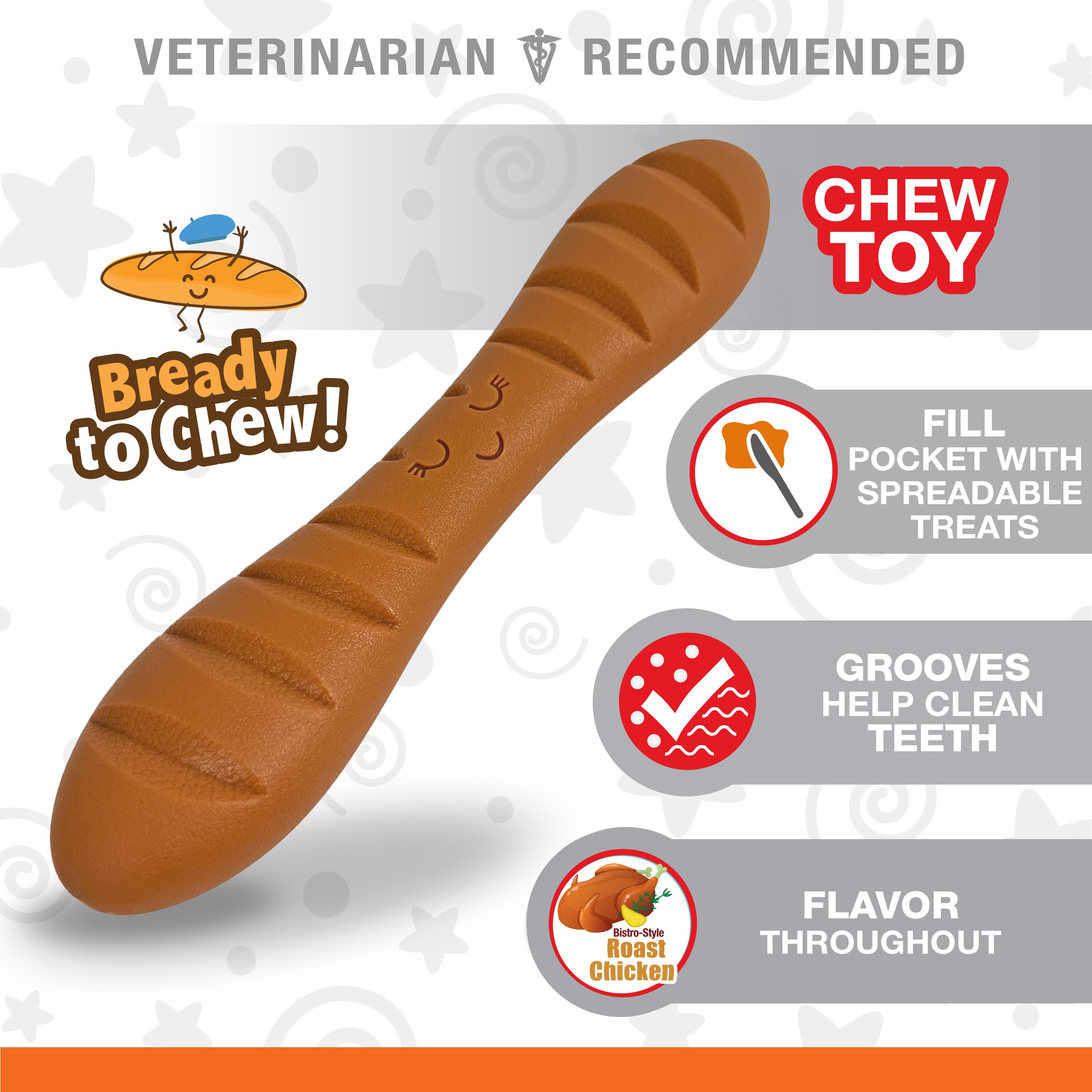 Nylabone Power Chew Baguette Dog Toy Roast Chicken, 1ea/Large/Giant  Up To 50 Lbs. 1 ct