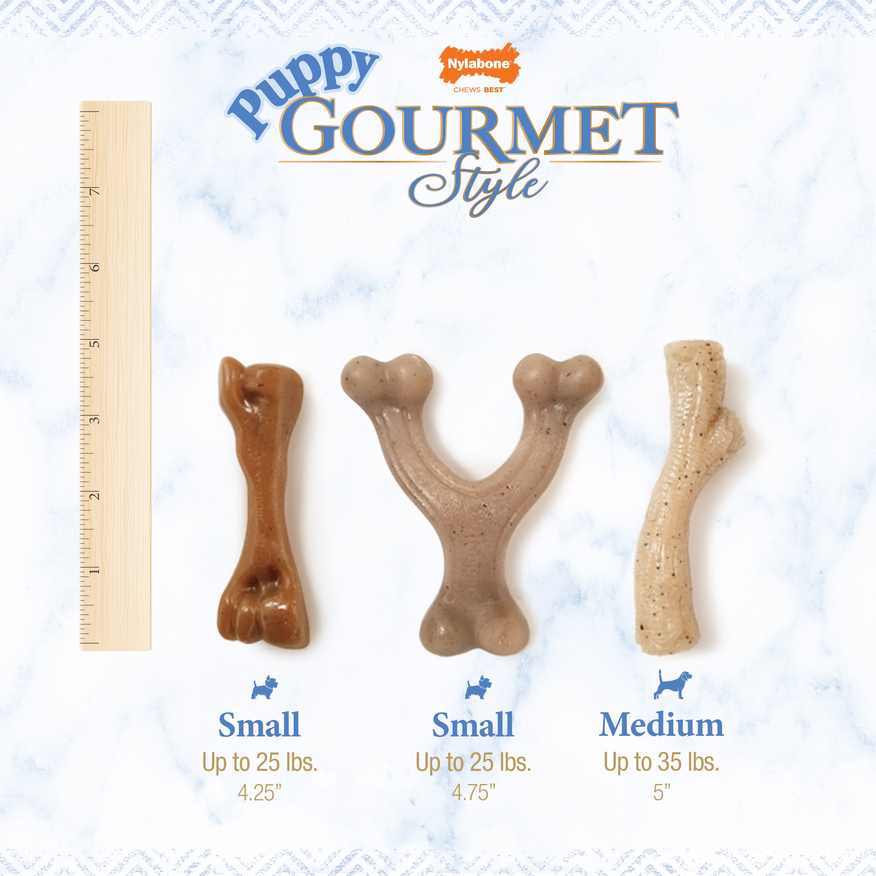 Nylabone Gourmet Style Strong Femur Puppy Chew Toy Bacon, 1ea/SMall/Regular  Up To 25 Ibs. 1 ct