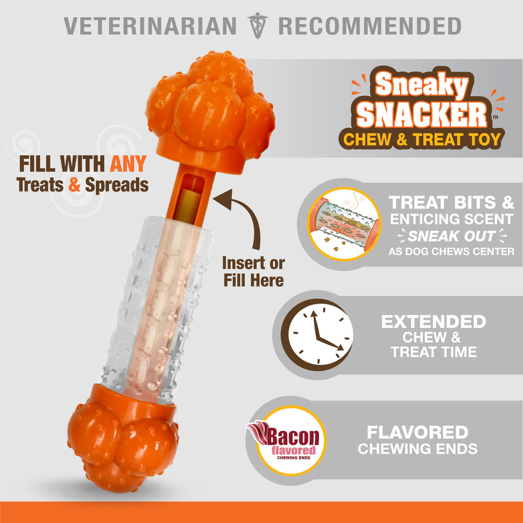Nylabone Sneaky Snacker Dog Treat Toy Bacon, Orange, 1ea/Large/Giant  Up To 50 Lbs. 1 ct
