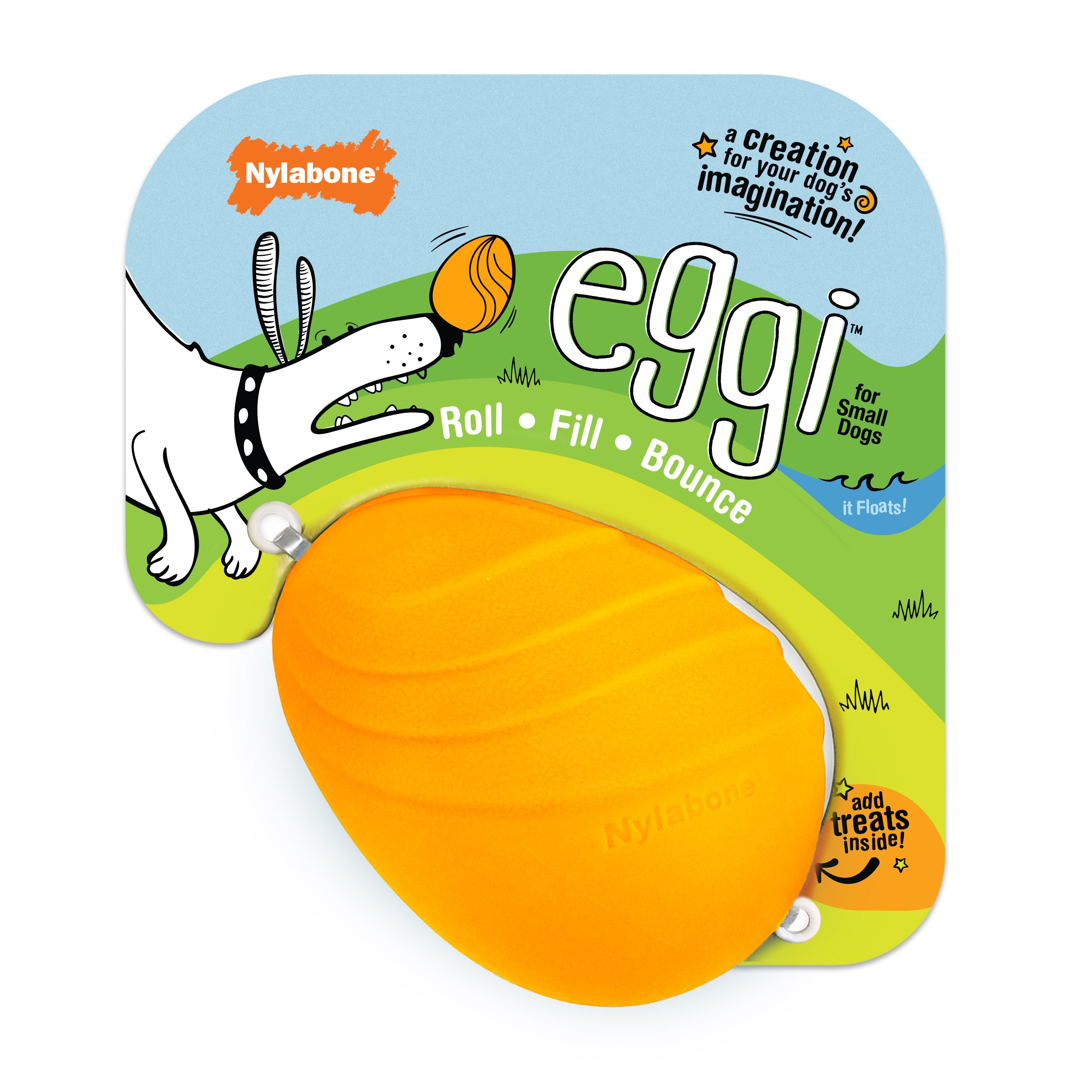 Nylabone Creative Play Eggi Dog Treat Toy Orange, 1ea/SMall/Regular  Up To 25 Ibs. 1 ct