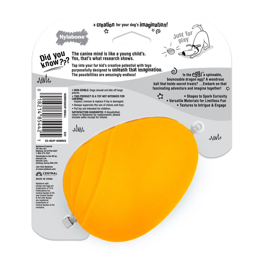 Nylabone Creative Play Eggi Dog Treat Toy Orange, 1ea/SMall/Regular  Up To 25 Ibs. 1 ct