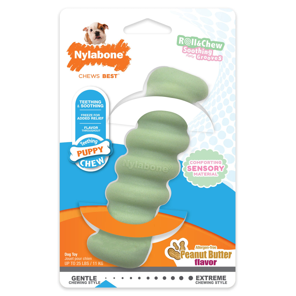 Nylabone Sensory Material Puppy Teething Toy Peanut Butter, 1ea/SMall/Regular  Up To 25 Ibs. 1 ct
