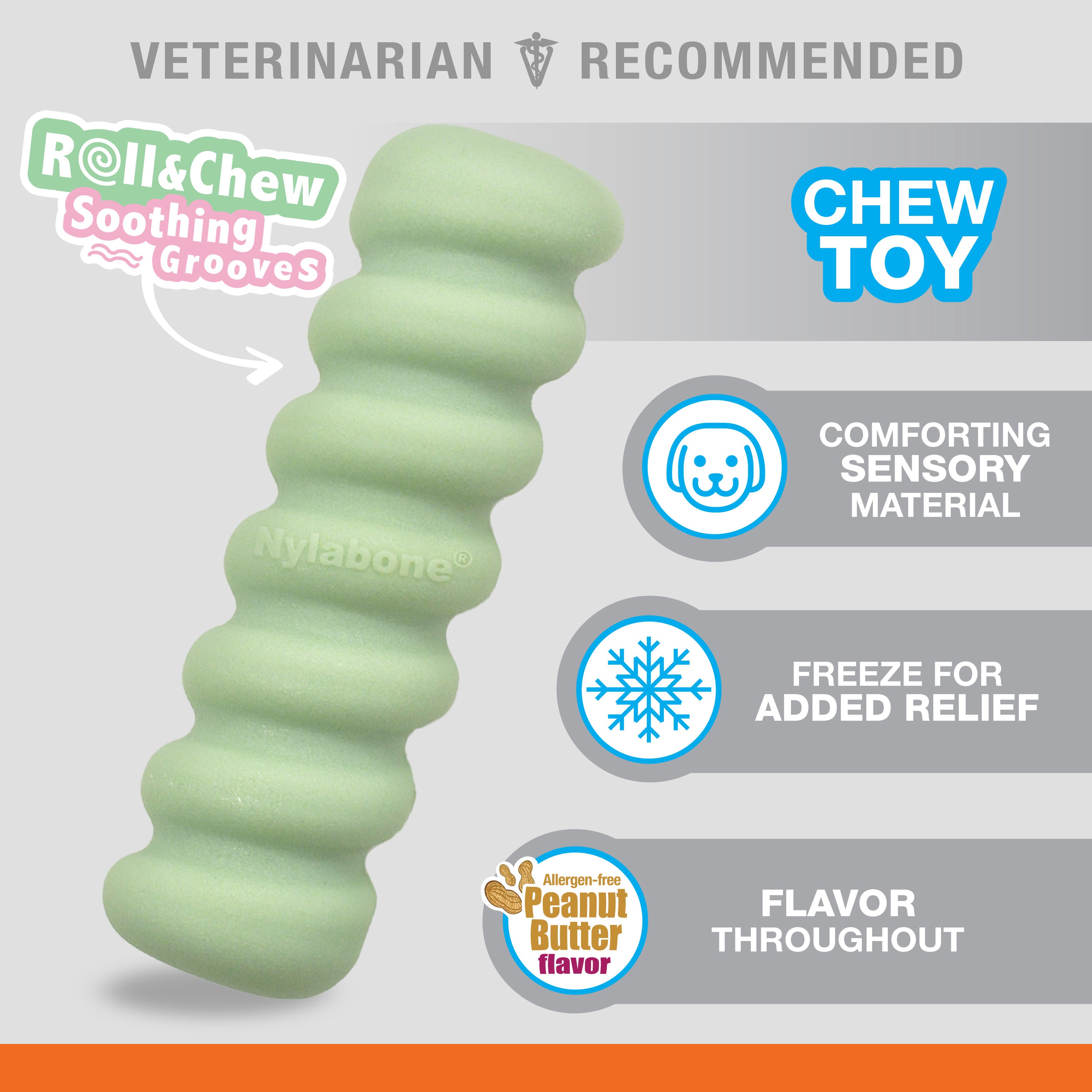 Nylabone Sensory Material Puppy Teething Toy Peanut Butter, 1ea/SMall/Regular  Up To 25 Ibs. 1 ct