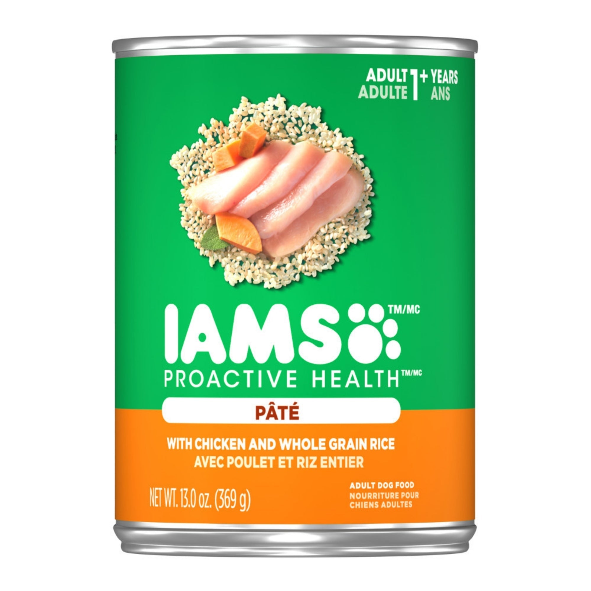 IAMS Proactive Health Paté Adult Wet Dog Food Pate w/Chicken & Rice 13.2oz (Case of 12)