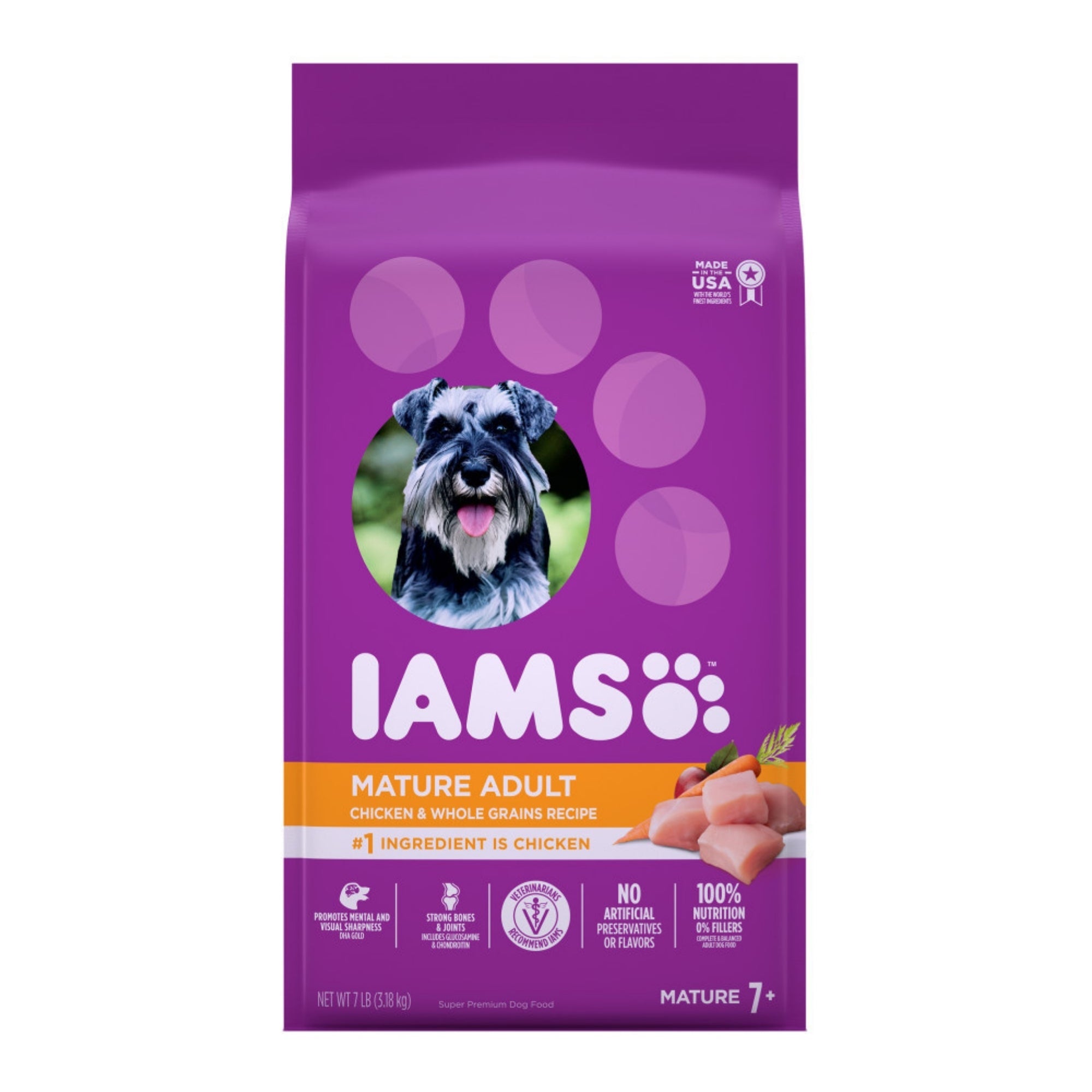 IAMS Mature Adult Senior Dry Dog Food Real Chicken 7lb
