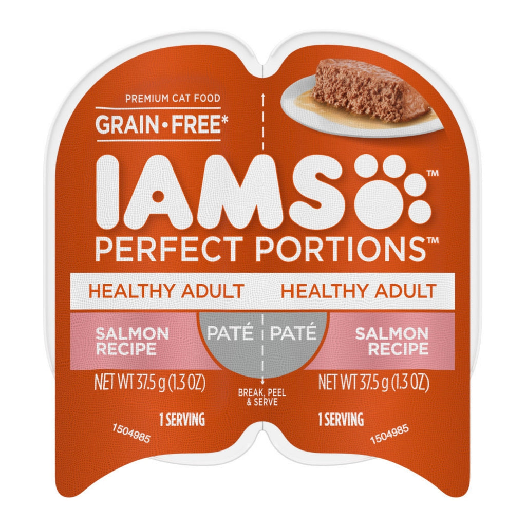 IAMS Perfect Portions Grain Free Healthy Paté Adult Wet Cat Food Salmon 2.6oz 24pk