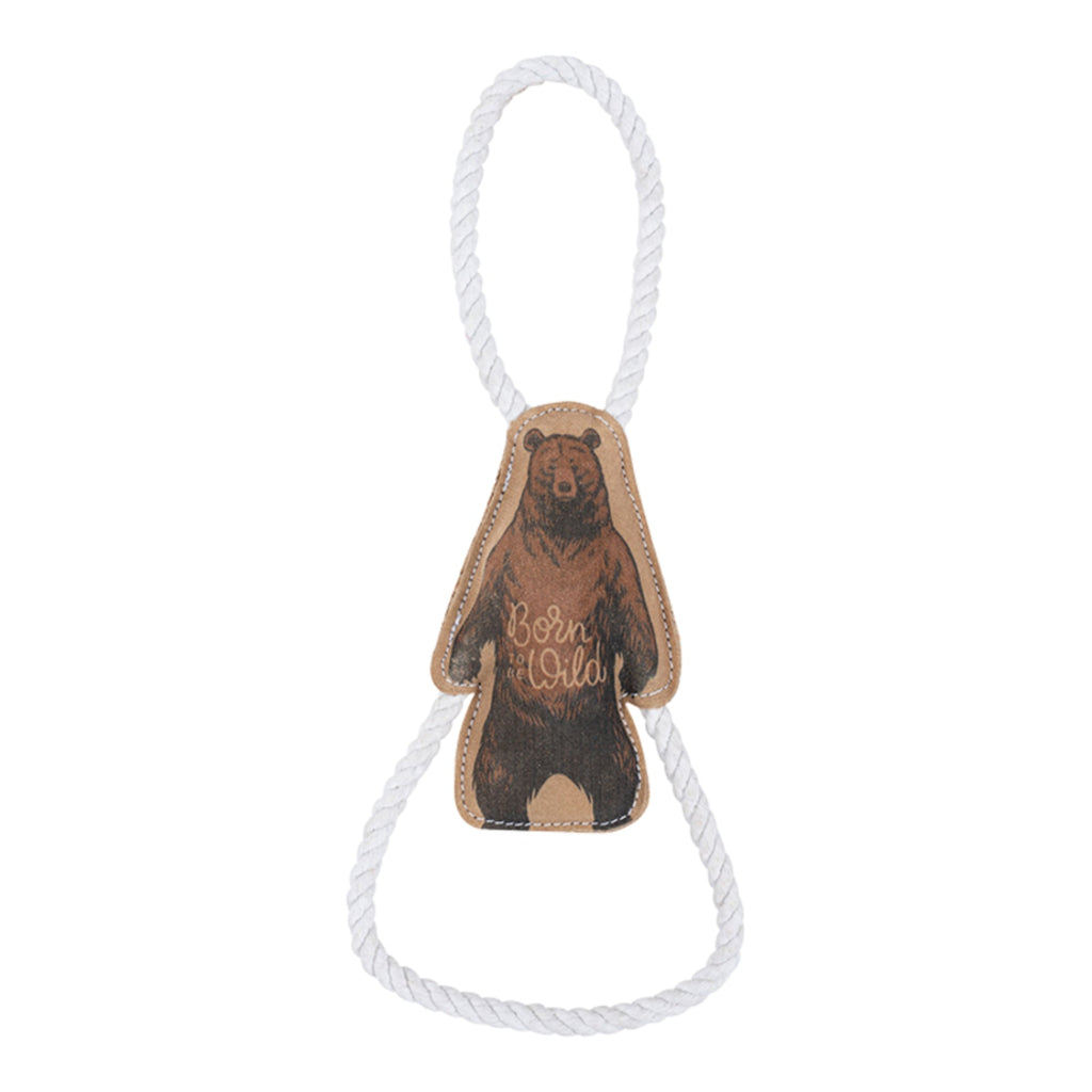 Territory Dog Natural Leather Color Grizzly Bear Tug Toy 14in.