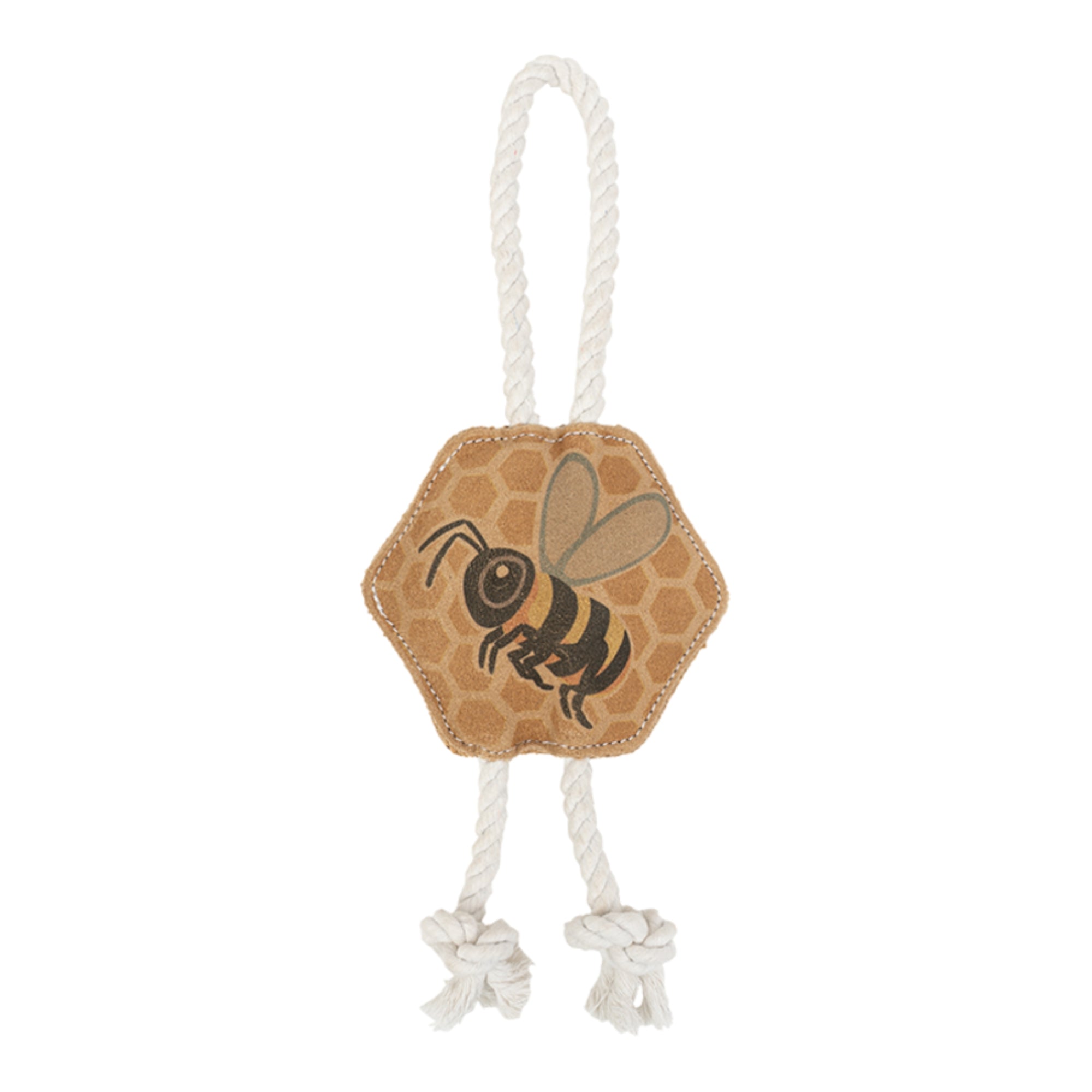Territory Dog Natural Leather Color Bee Tug Toy 14in.