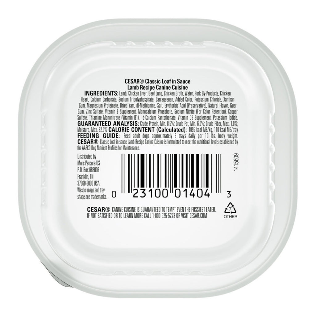 Cesar Classic Loaf in Sauce Adult Wet Dog Food Lamb 3.5oz 24pk