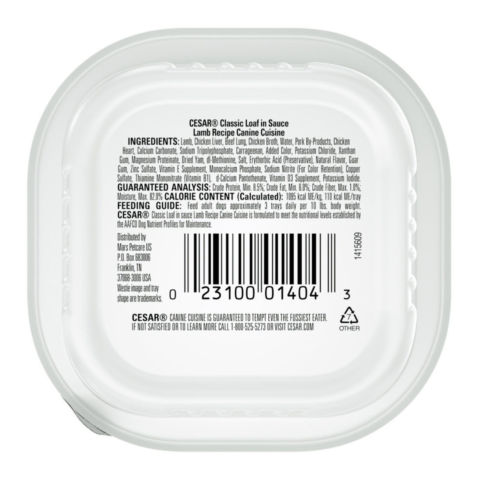 Cesar Classic Loaf in Sauce Adult Wet Dog Food Lamb 3.5oz 24pk