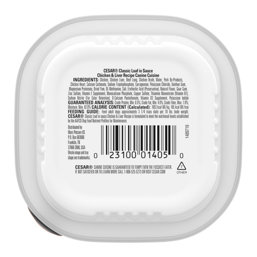 Cesar Classic Loaf in Sauce Adult Wet Dog Food Chicken & Liver 3.5oz 24pk