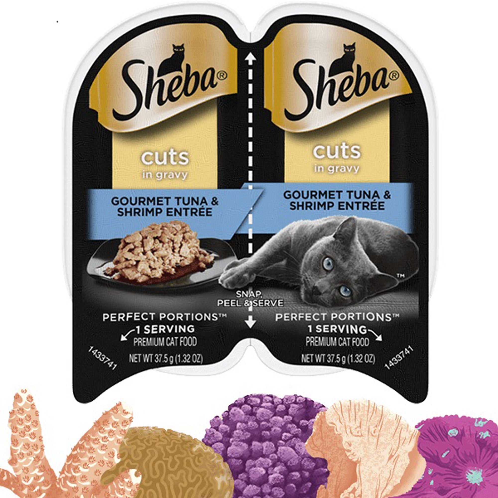 Sheba Perfect Portions Cuts in Gravy Wet Cat Food Gourmet Tuna & Shrimp 2.6oz