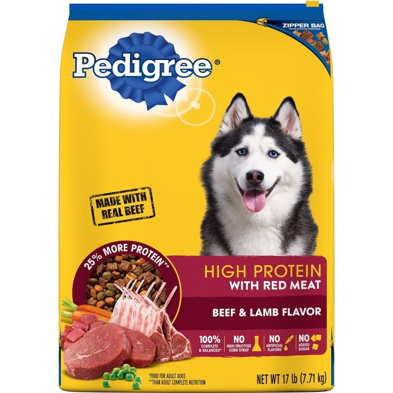Pedigree High Protein Adult Dry Dog Food w/Red Meat Beef & Lamb 3.5lb