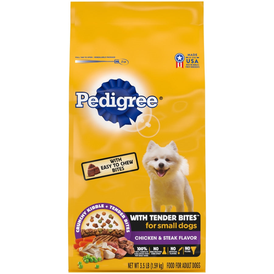 Pedigree Complete Nutrition Tender Bites Small Breed Adult Dry Dog Food Chicken & Steak 3.5lb