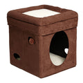 MidWest Homes for Pets Curious Cat Cube Suede Brown 1ea/15X15