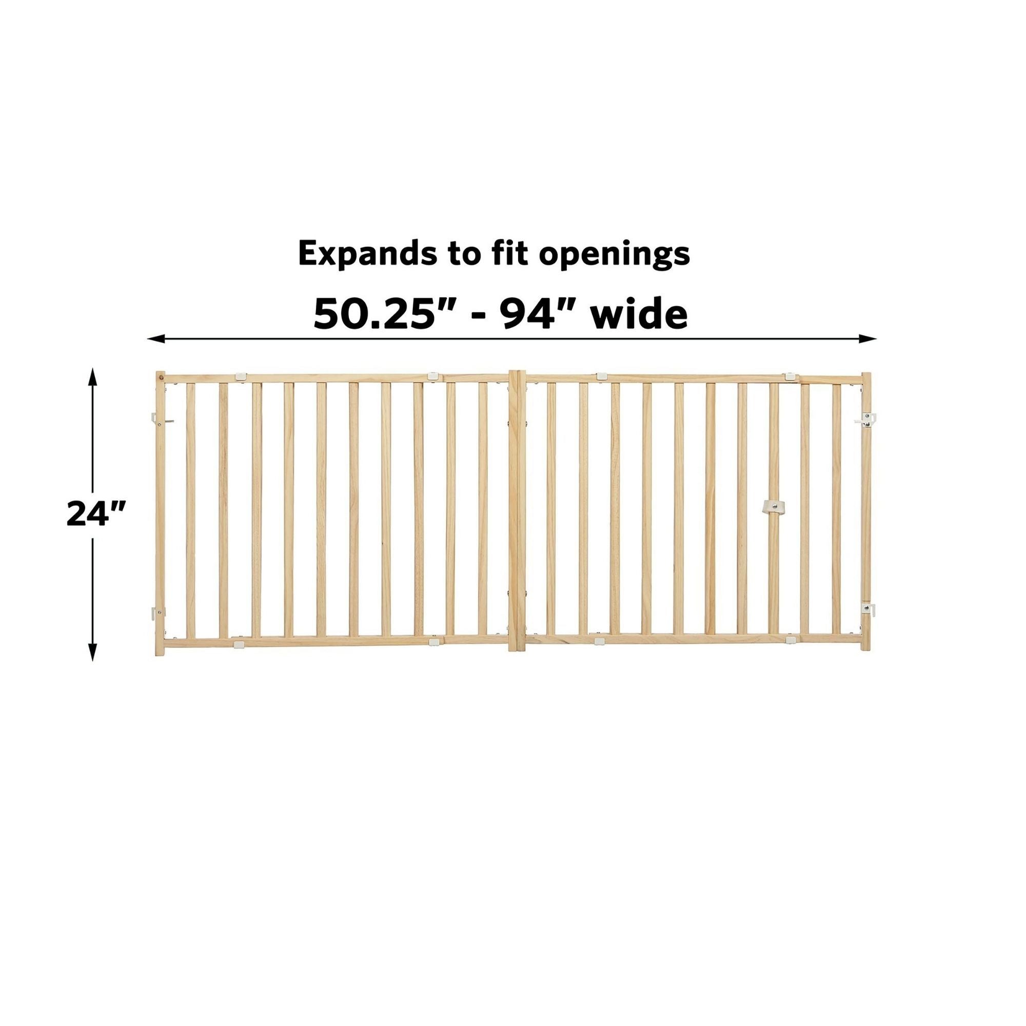 MidWest Homes for Pets Expandable Wood Gate 1ea/50-94in X 24in.